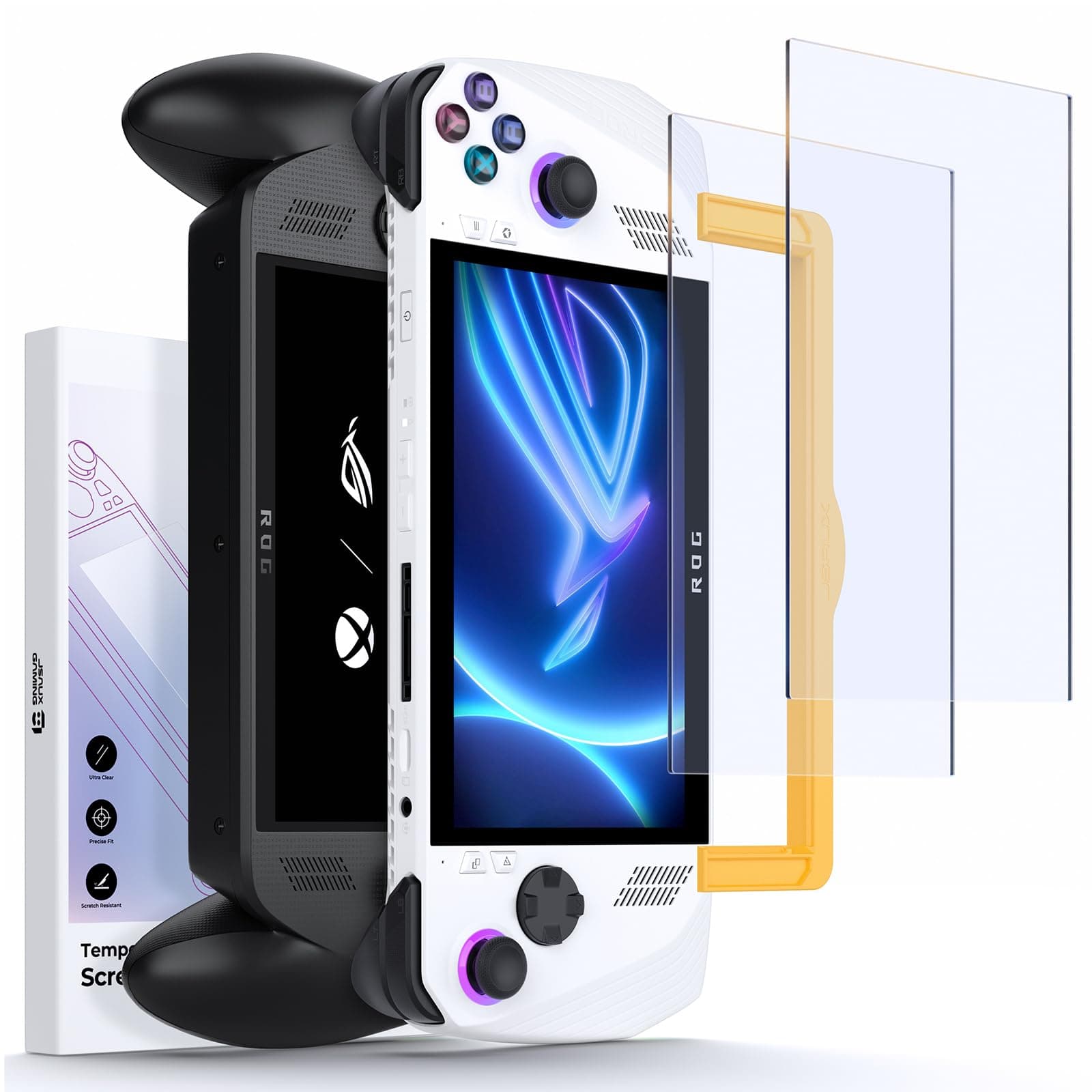 JSAUX Anti-Glare Screen Protector for ROG Xbox Ally/ROG Xbox Ally X (2025) / ROG Ally 2-Pack, Matte 9H Hardness Tempered Glass with Guide Frame, 7" Anti-Scratch Screen Protector for ASUS ROG Ally X