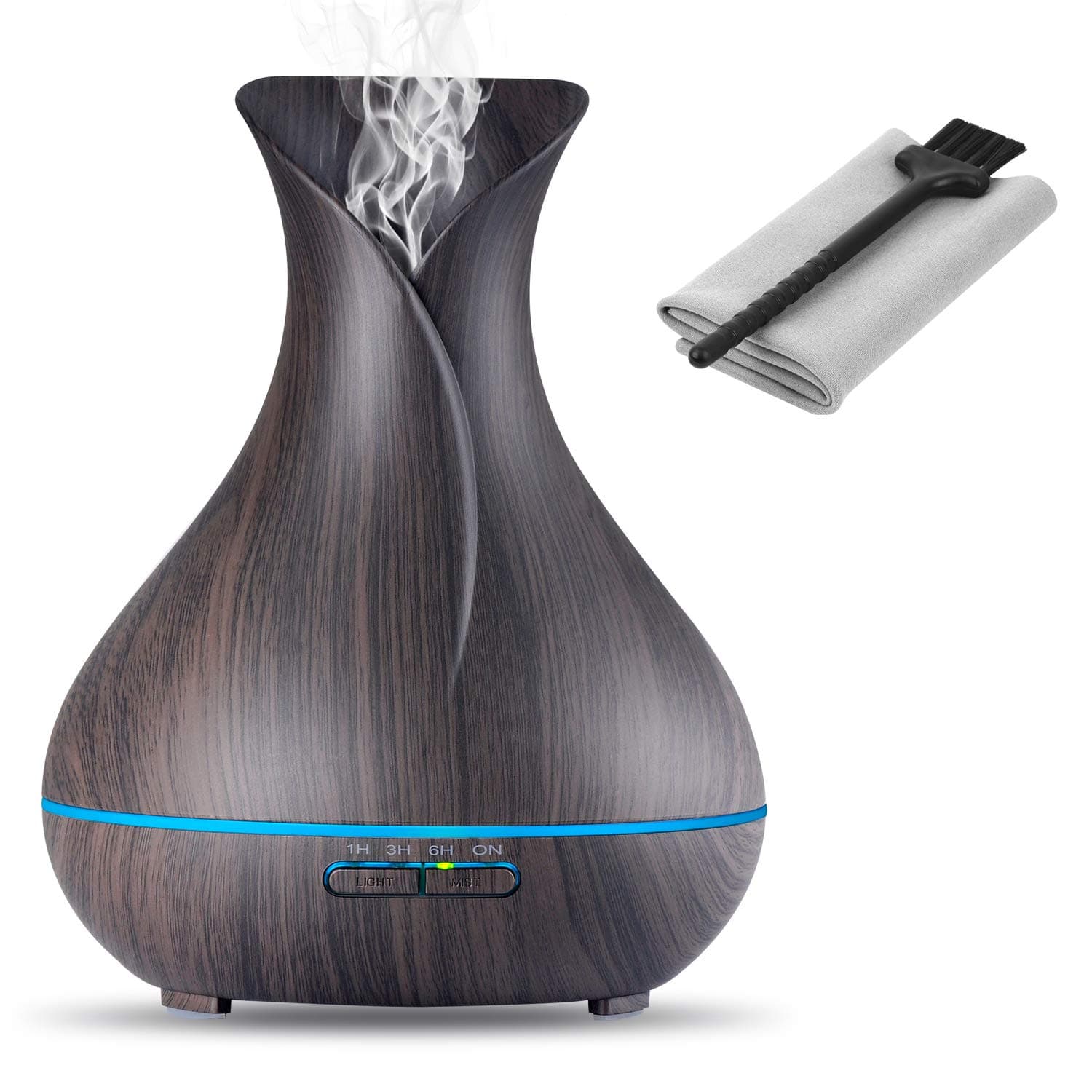 Aroma Essential Oil Diffuser,OliveTech 400ml Ultrasonic Cool Mist Humidifier with Color LED Lights Changing for Home, Yoga, Office, Spa, Bedroom, Baby Room - Wood Grain
