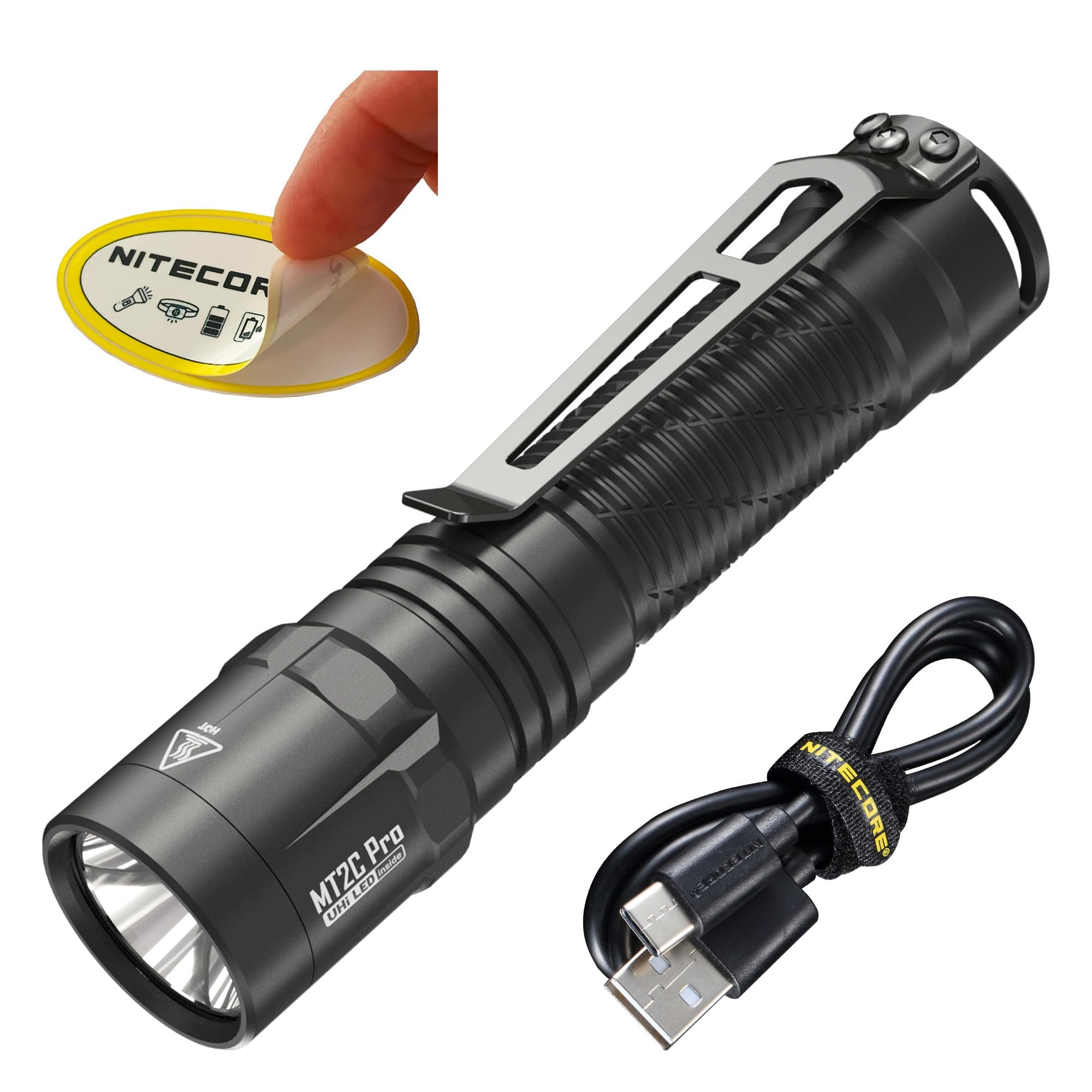 MT2C Pro 1800 Lumen EDC Flashlight, USB-C Rechargeable, High Efficient LED, Long Runtime, Long Throw, Slim, Lightweight for Everyday Carry, Glove Box or Outdoor
