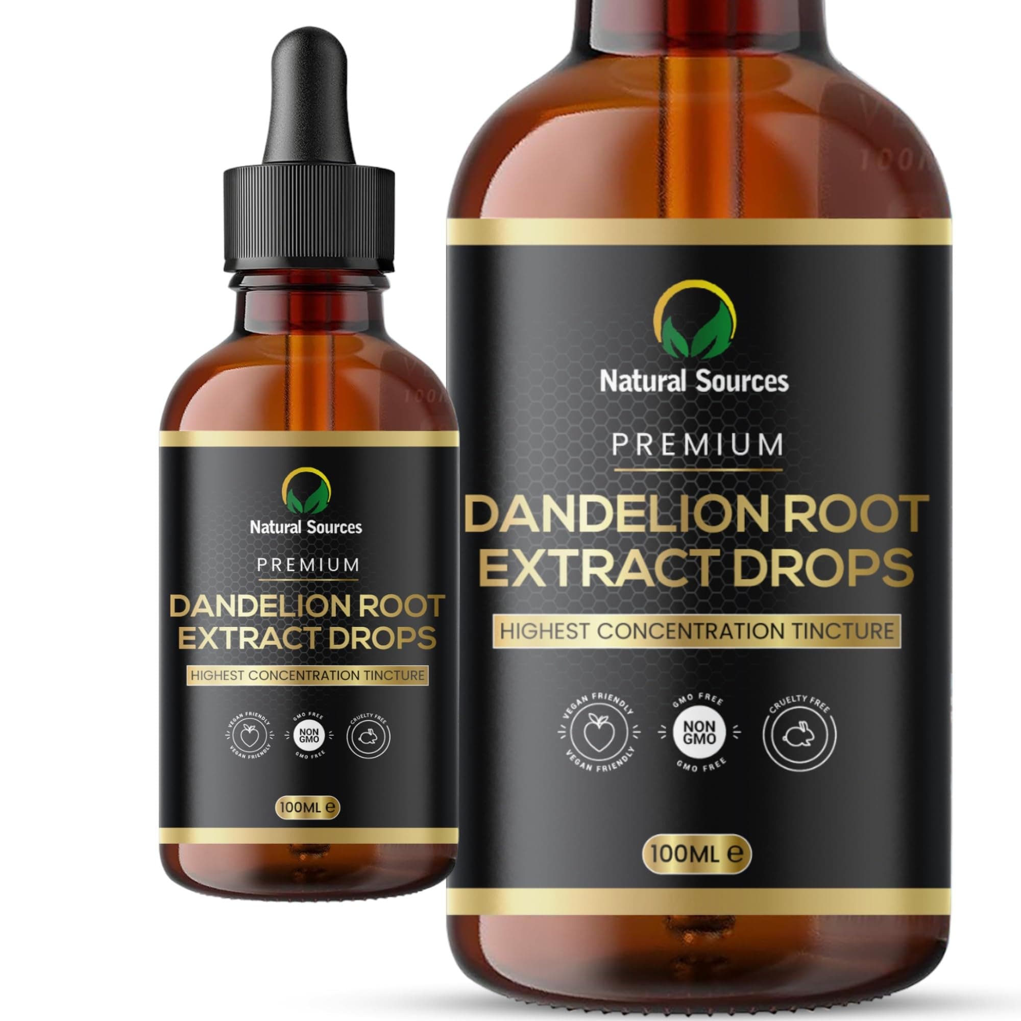 Natural Sources Dandelion Root Extract Drops 100ml – High Strength Dandelion Root Tincture (Taraxacum Officinale) – Traditional Herbal Alcohol Extract – Grown & Produced in the UK