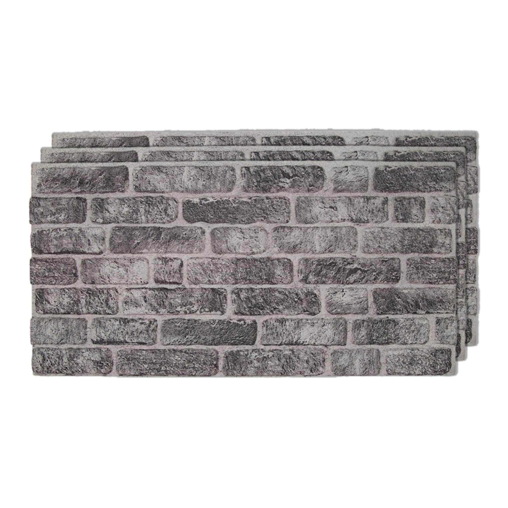IZODEKOR 3D Wall Panels Brick Effect - Cladding, Stone Look, Styrofoam Facing for Living Room, Kitchen, Bathroom, Balcony, Bedroom and Back of Counter | Old Town (3 Piece Panel) | Covers 16 sq ft