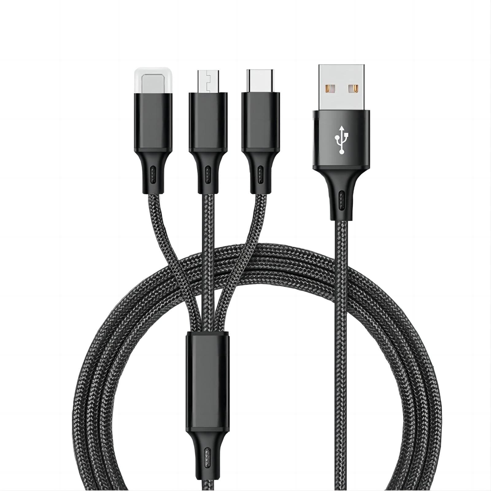 Nylon Braided 3 In 1 Fast Charging Cable For Iphone , Samsung , Huawei , Oppo , And Tables