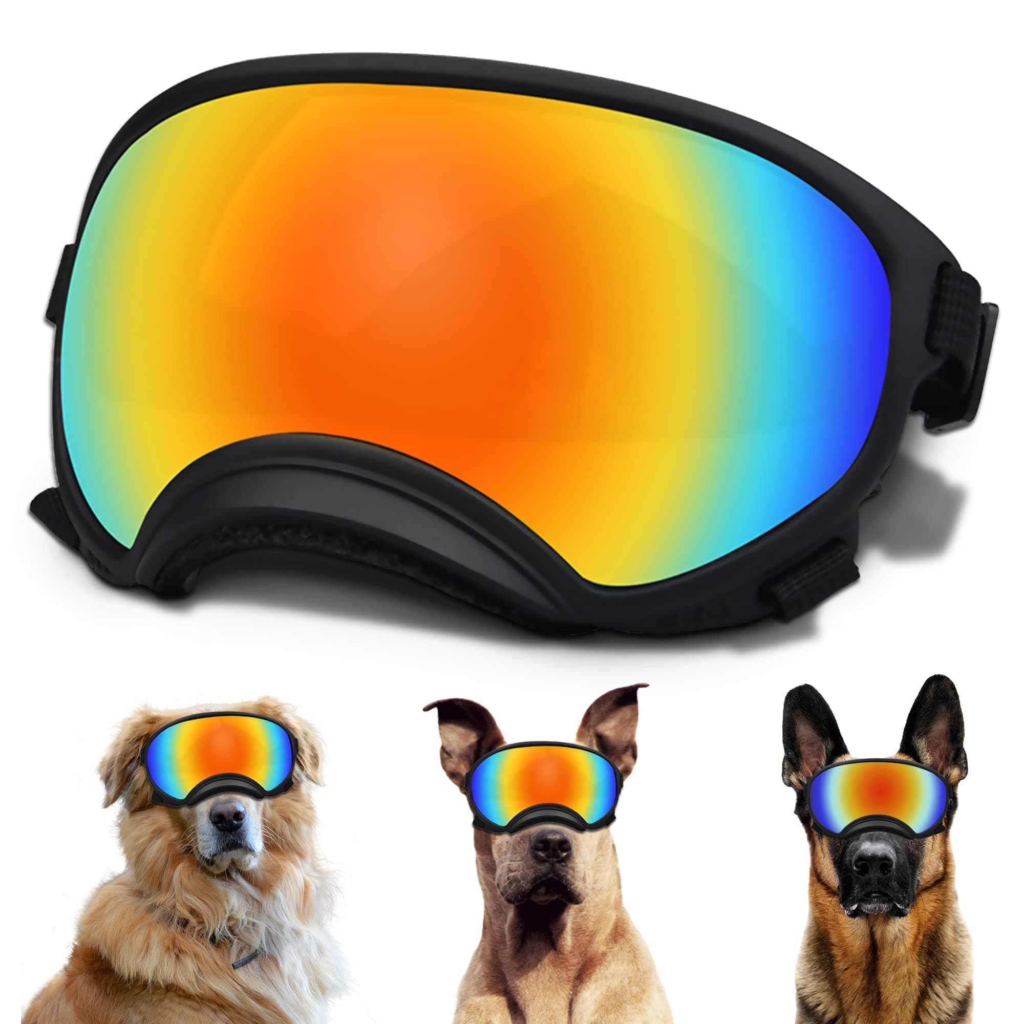 Large Dog Sunglasses with Adjustable Strap UV Protection, Winproof, Suitable for Medium-Large Dogs