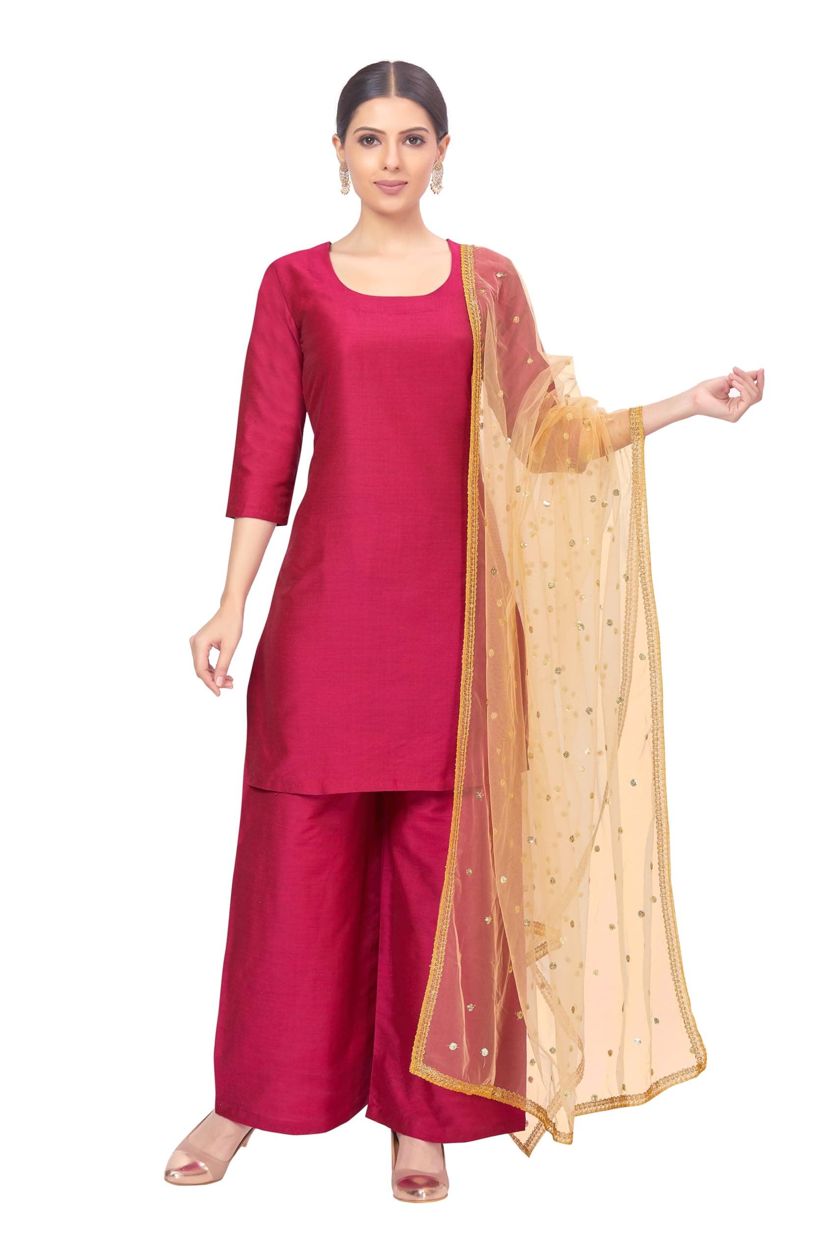 Studio Shringaar Women's Net sequence Embroidered Full Size Dupatta