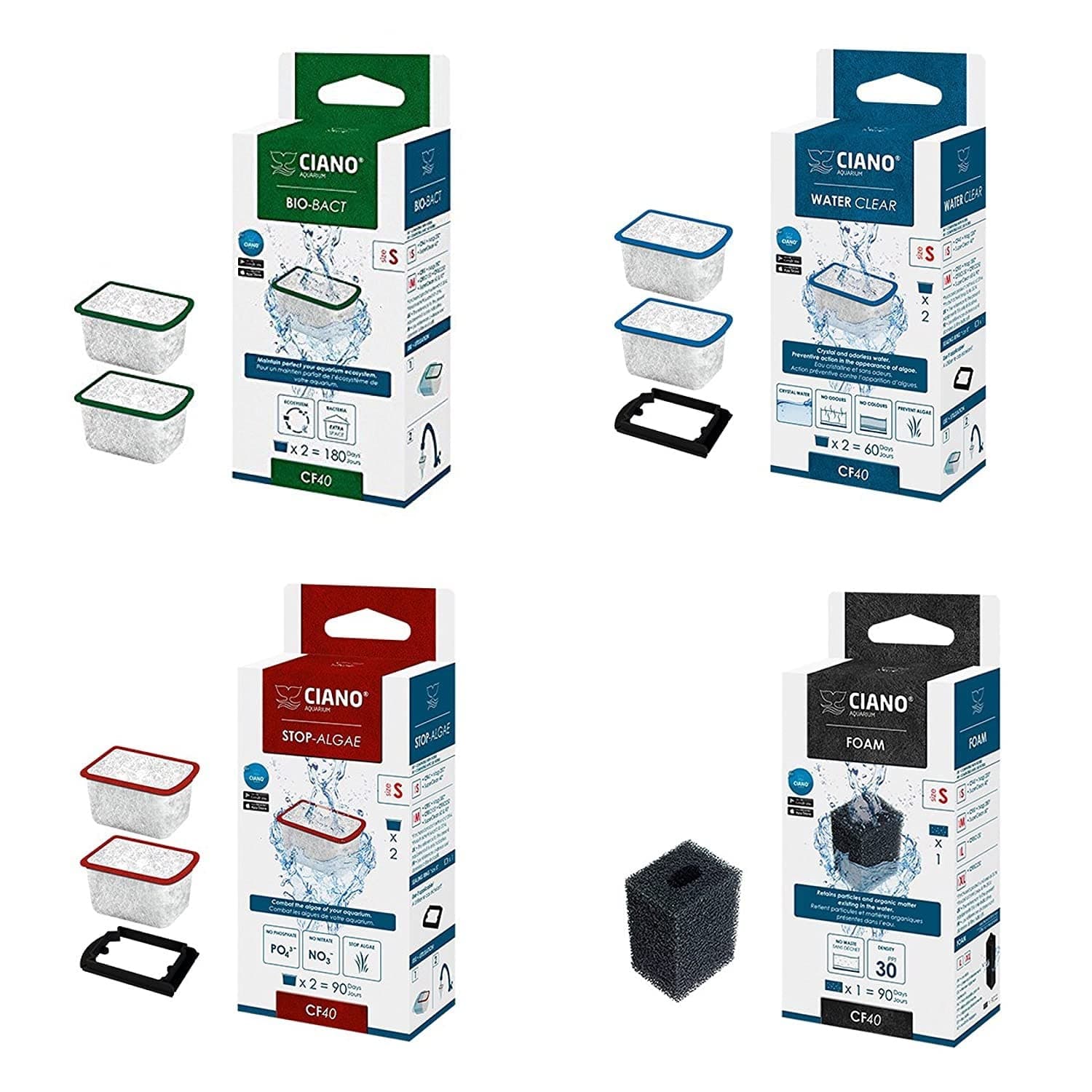 CIANO AQUARIUM FILTER MEDIA REPLACEMENT SET - SMALL / CF40