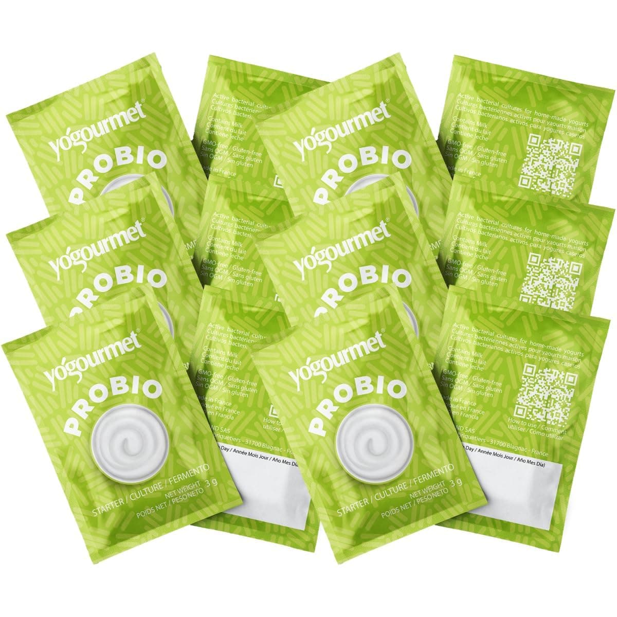 Yogurt Starter With Probiotics (12 Pack Bulk Version) - Make Yogurt at Home - Starter Culture - All Natural, Gluten Free, Kosher, Halal - 3 g Sachets