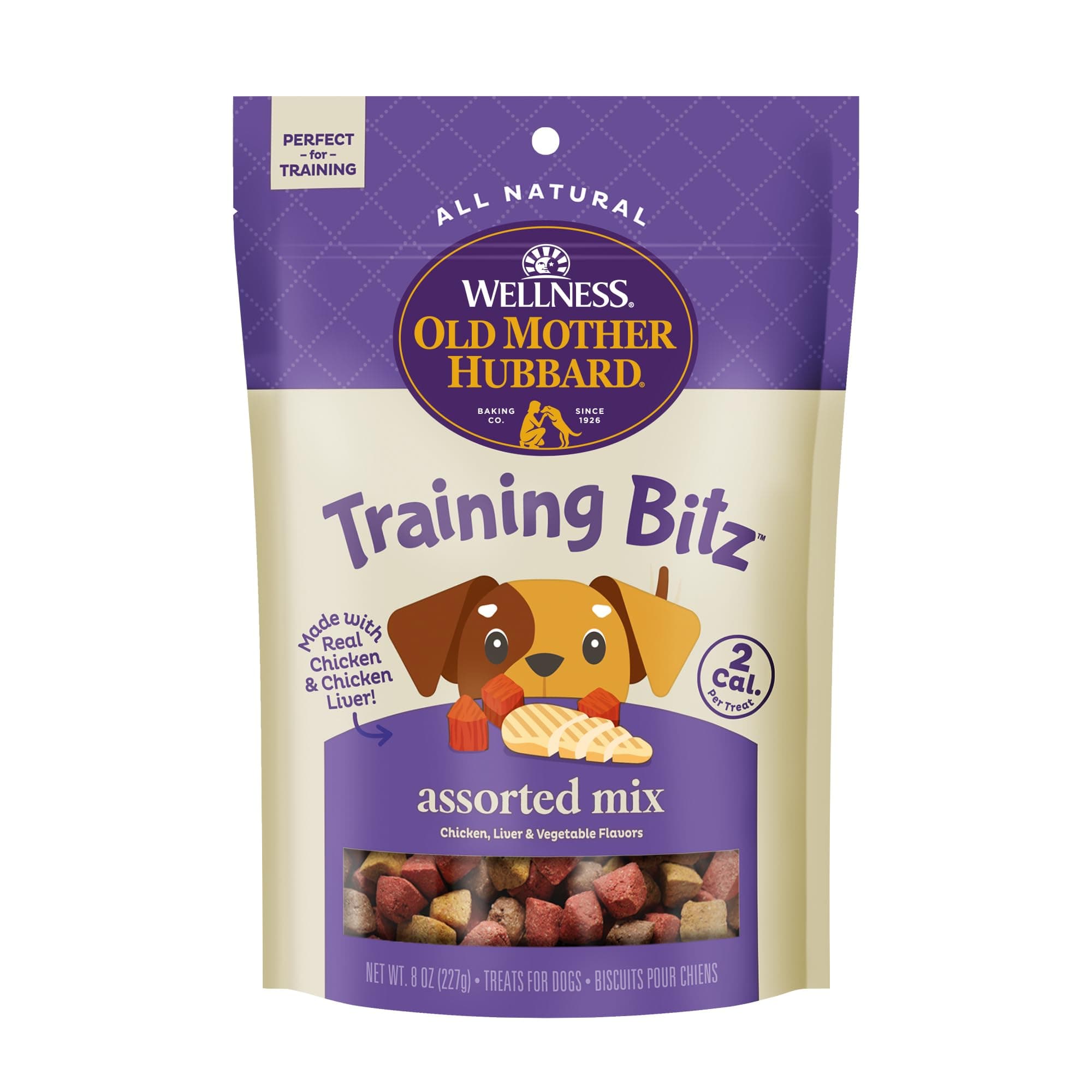 Wellness Old Mother Hubbard Training Bitz Assorted Mix Dog Treats, Natural Biscuits, 3 Flavors, 8 oz Bag