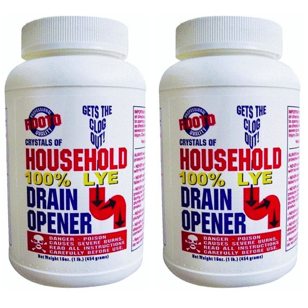 1030 Drain Cleaner With Lye, 1 lb, 2 Piece