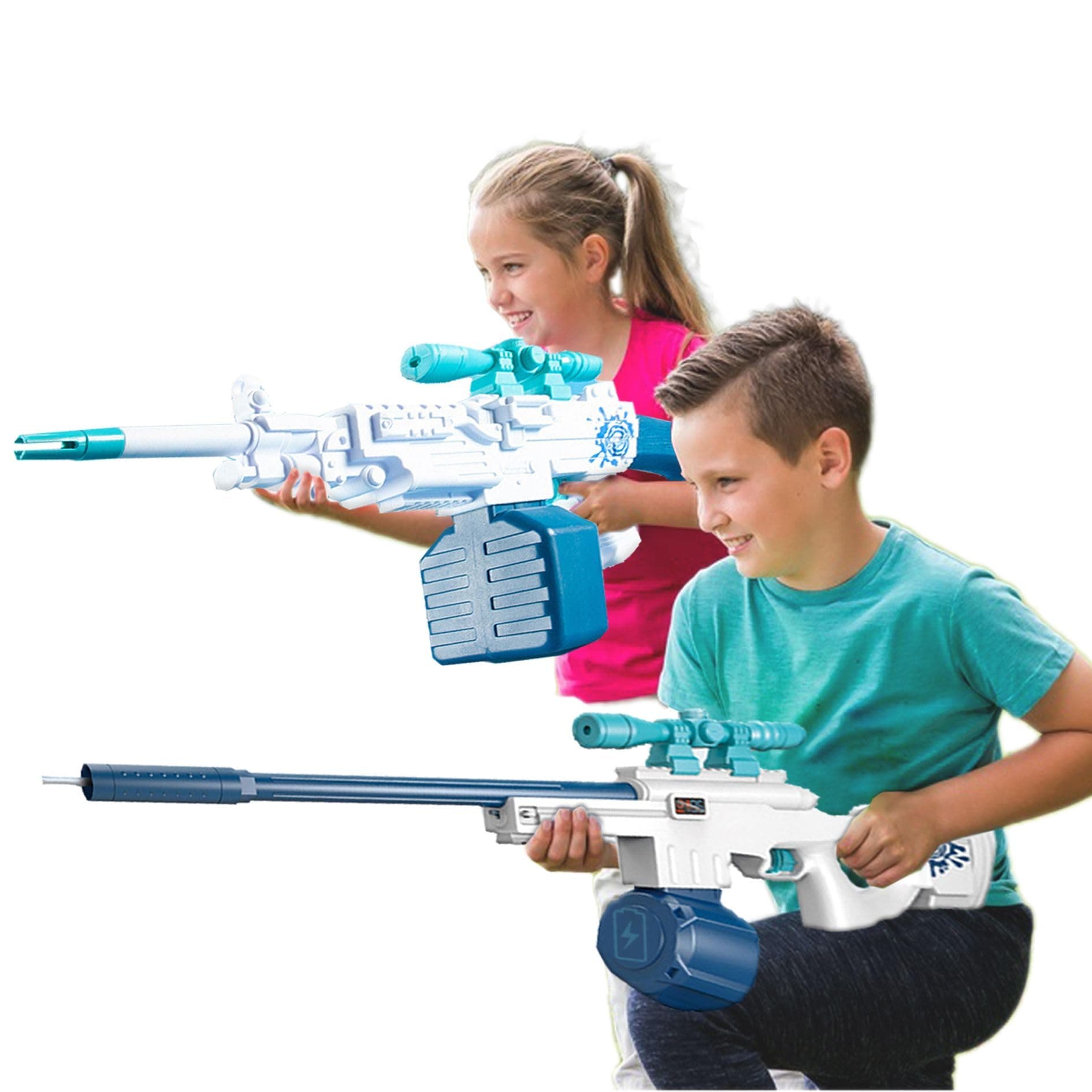 Sobebear 2 in 1 Combo Set- Rechargeable Automatic Electric Water Guns M249 Design, 600ML Water Tank, Water Gun with Waterproof Lithium Battery Toy for Kids