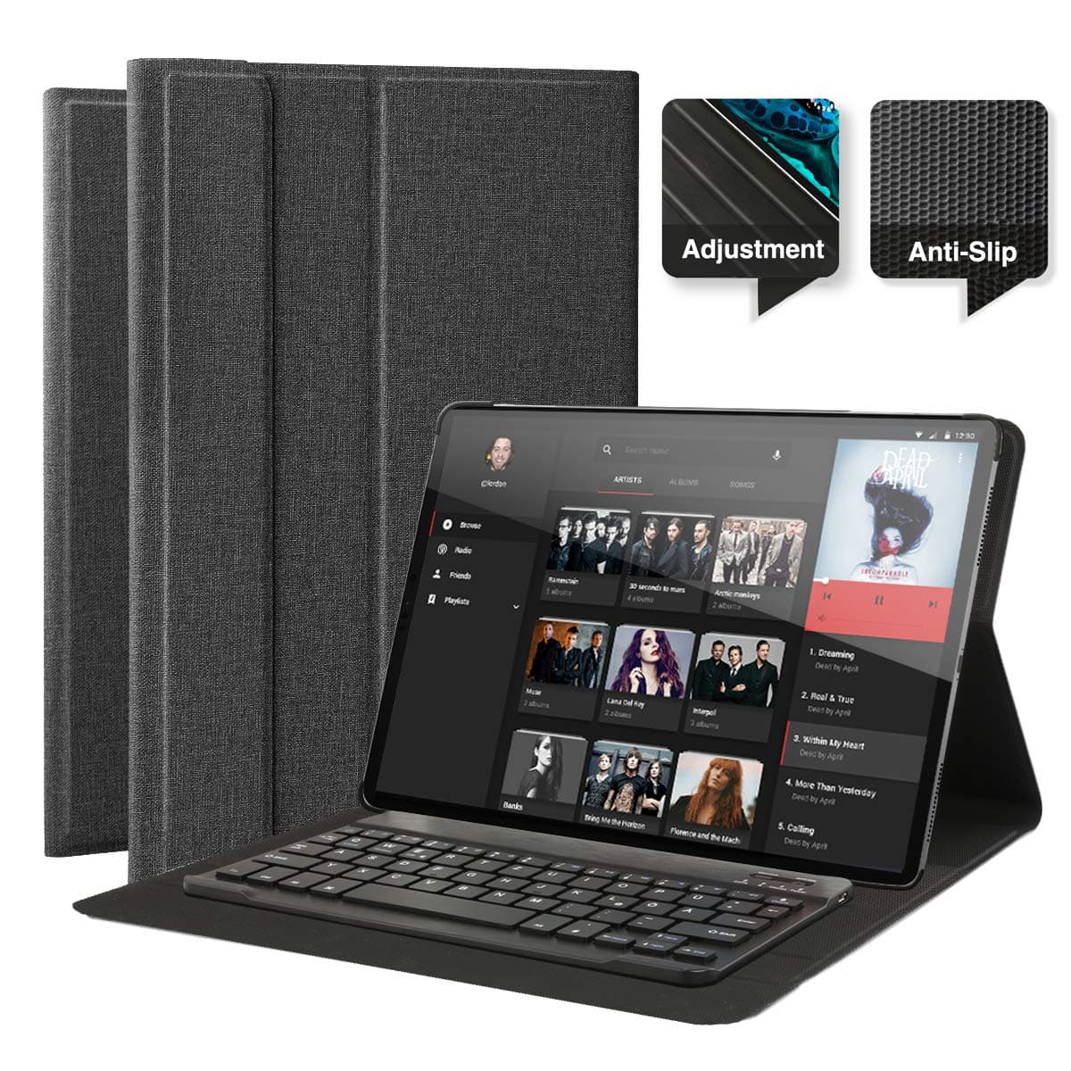 ProCase iPad Pro 12.9 Keyboard Case 2021 2020 2018, Slim Shell Lightweight Cover with Magnetically Detachable Wireless Keyboard and Pencil Holder for iPad Pro 12.9 Inch 5th 4th 3rd gen -Black