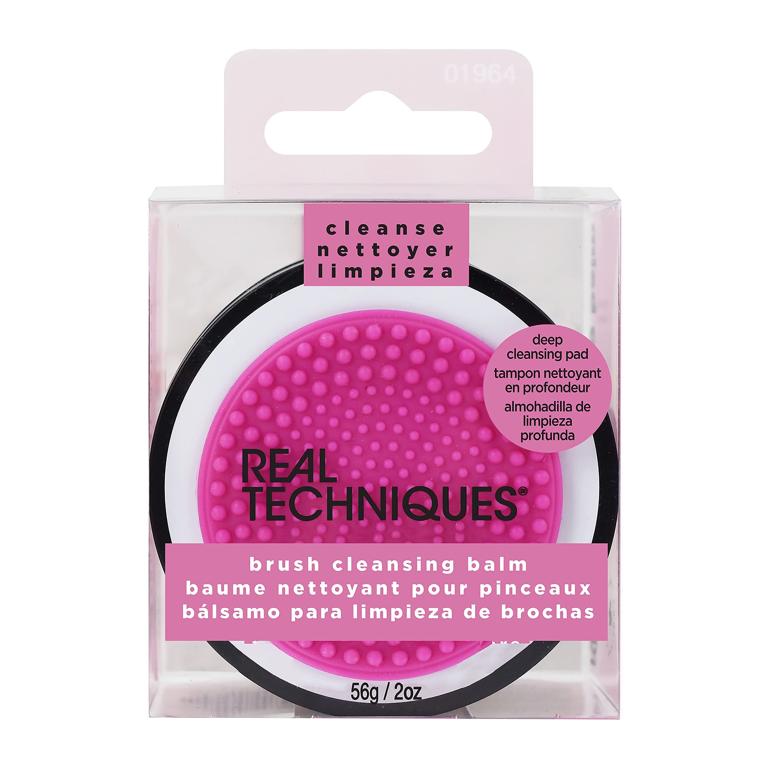 Real Techniques Brush Cleansing Balm and Cleaning Mat, Mess-Free Brush Cleaner to Remove Makeup Residue, Easy Swirl & Rinse, Use with Cleansing Gel for Deep Clean, 1 Count
