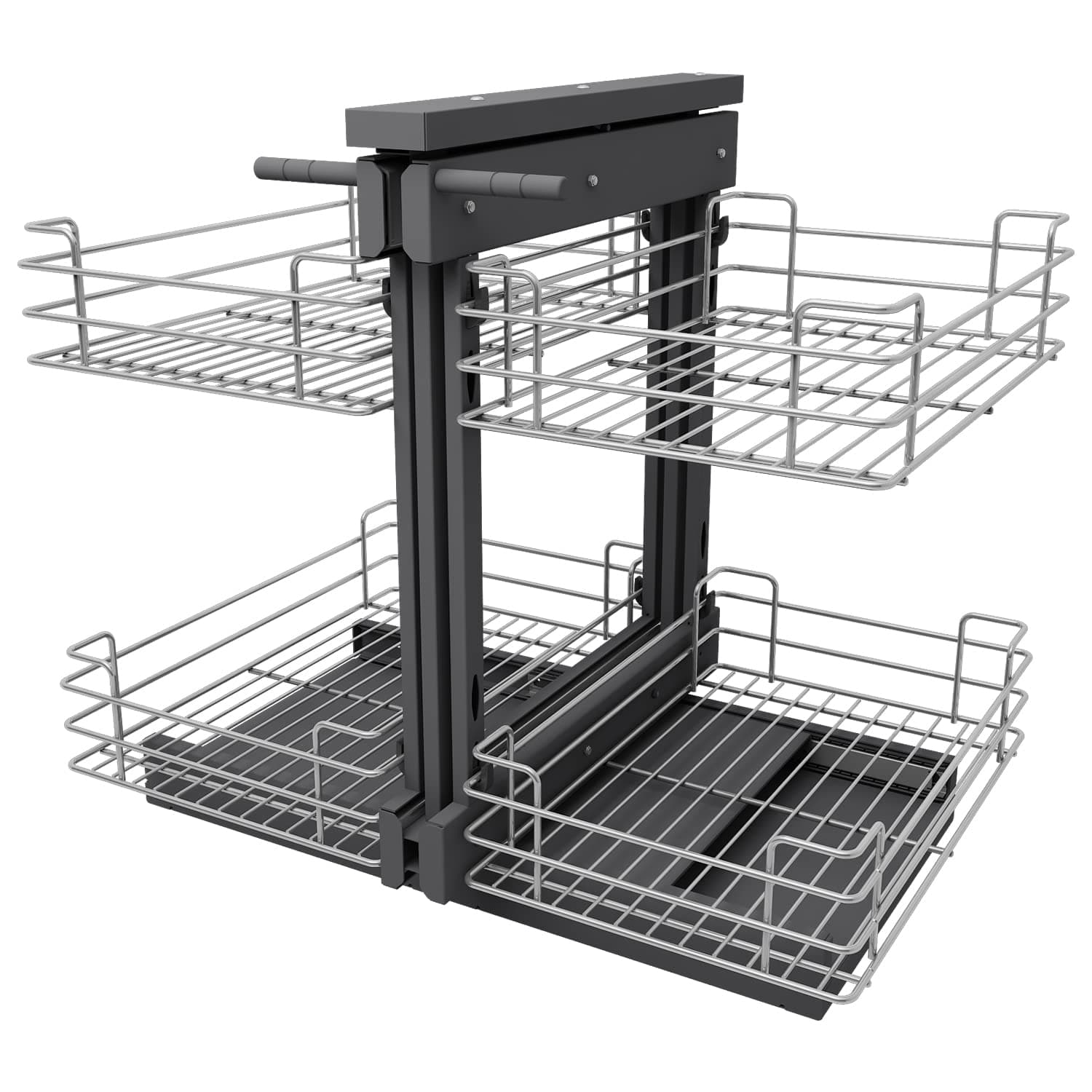 VADANIA Blind Corner Pull Out Organizer for 900mm Cabinet, Left Open & Right Open Compatible, Min Opening 14'', 2-Tier Pull-Out Basket, Soft Close, Bottom Mount (V0600290)