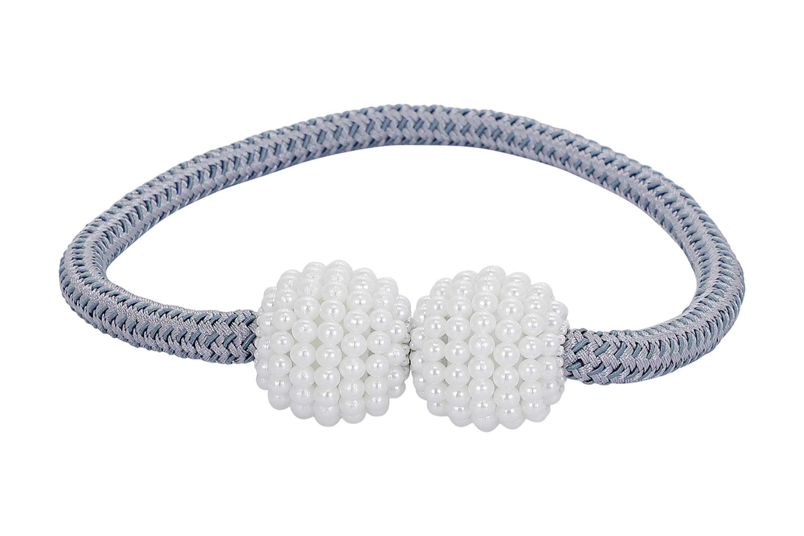 Ramcha Magnetic 4 Piece Polyester Tieback Set (Blue and Grey)