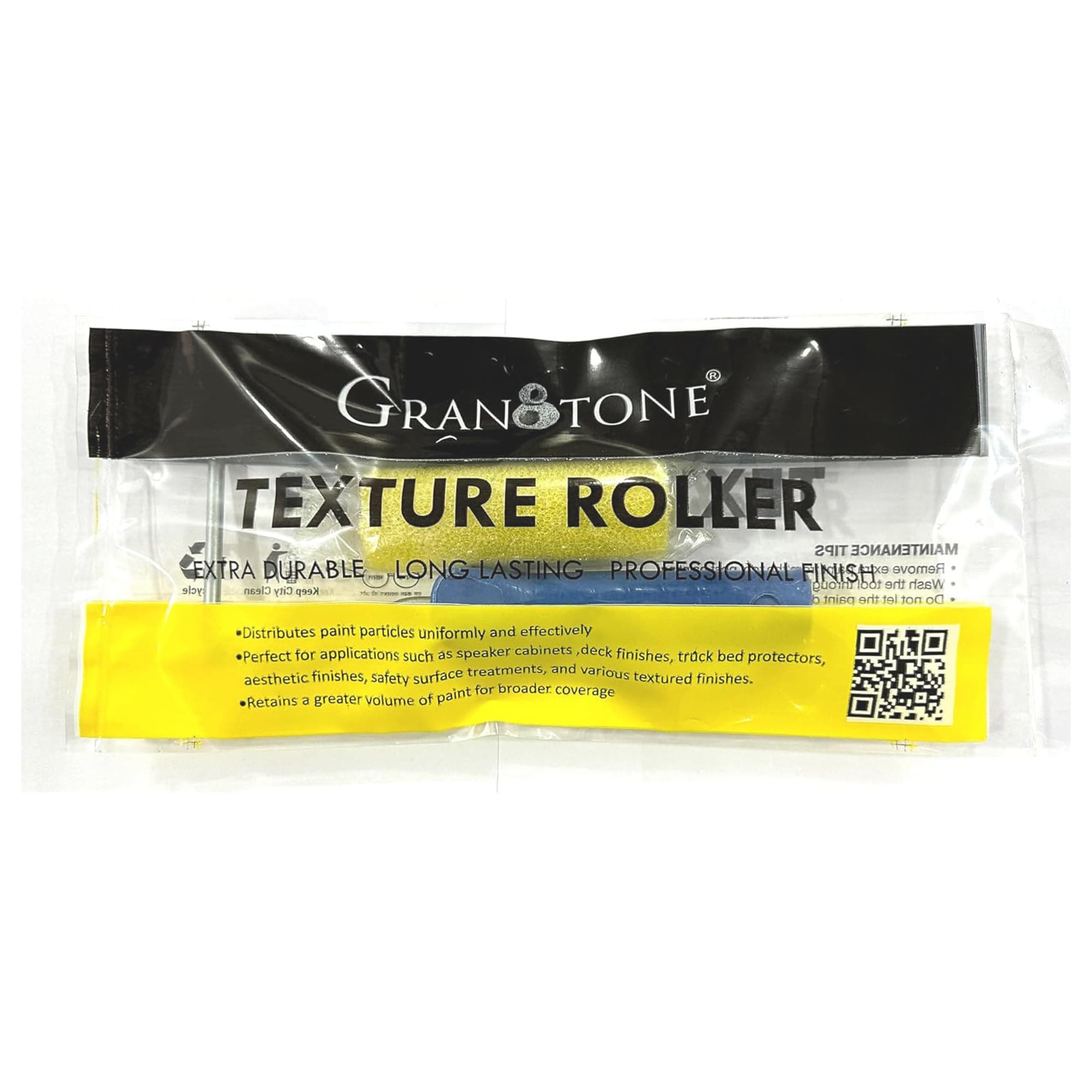 Textured Paint Roller 4 Inches (Multicolor) | Foam Paint Roller with Ergonomic Handle for Speaker Cabinets, Road Cases, Wall Painting, Deck Coatings, Truck Bed Liners, Anti-Slip Coatings