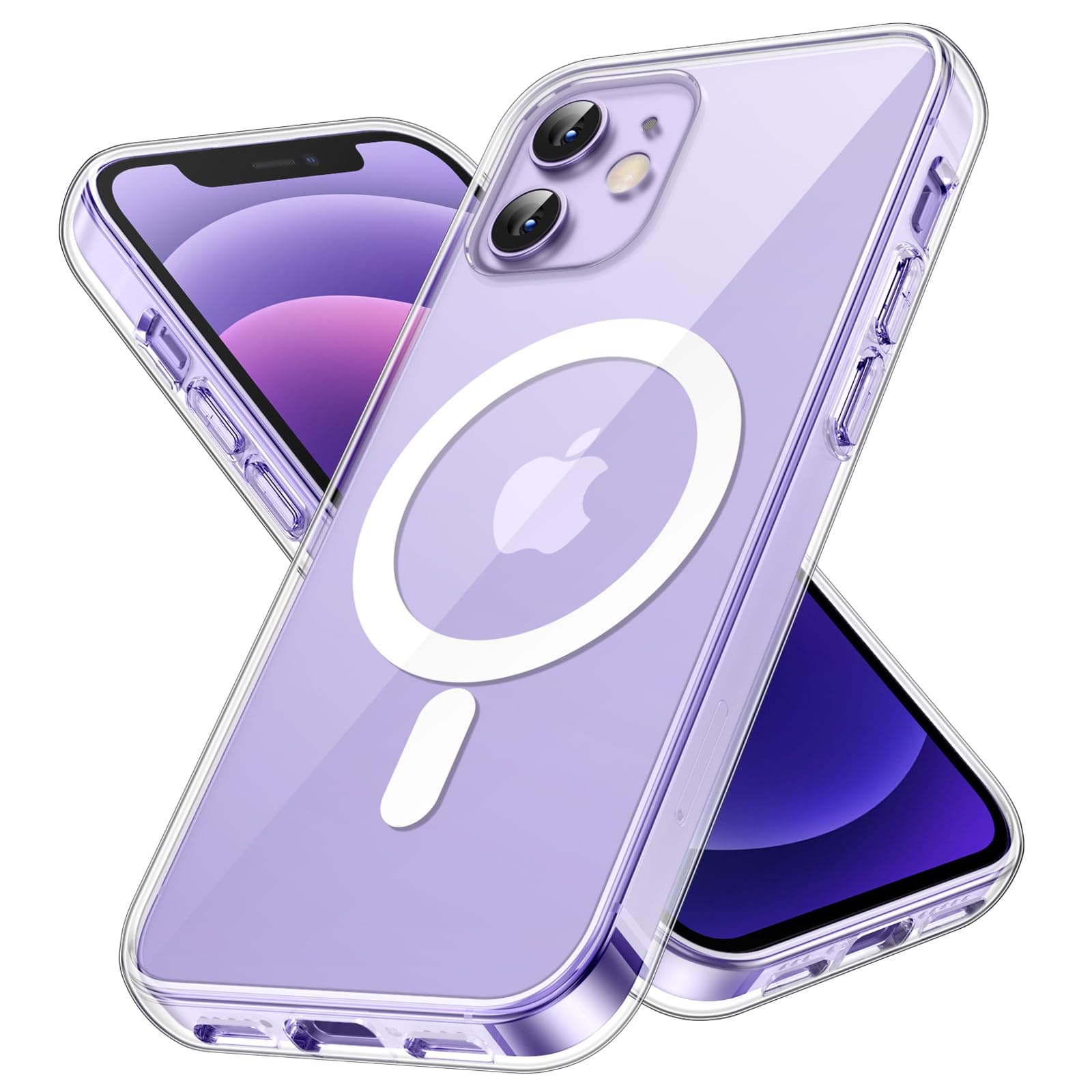 JETech Magnetic Case for iPhone 12/12 Pro 6.1-Inch Compatible with MagSafe Wireless Charging, Shockproof Phone Bumper Cover, Anti-Scratch Clear Back (Clear)