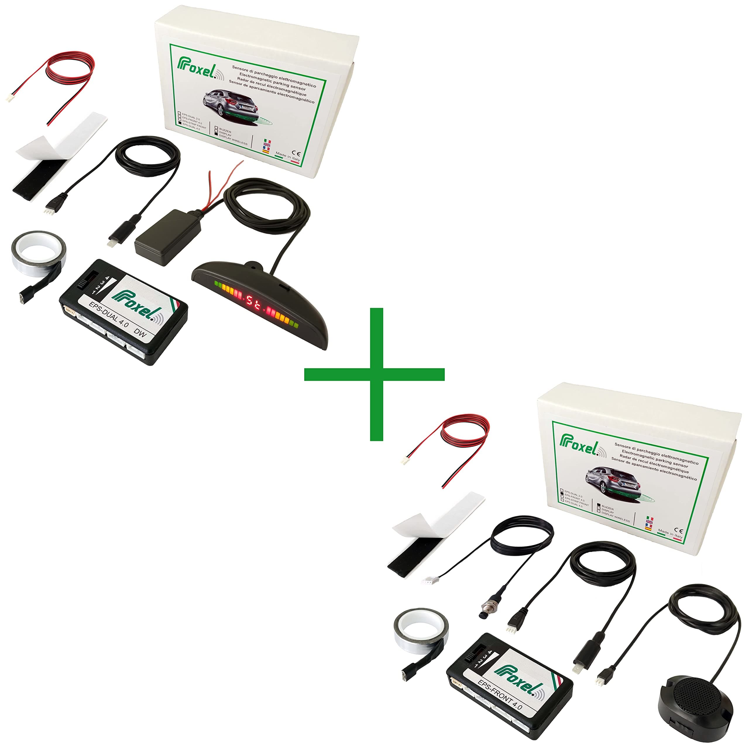 Proxel Electromagnetic Parking Sensor Front + Rear with Wireless Display, Without drilling the bumper, Universal and Original, Version 2021