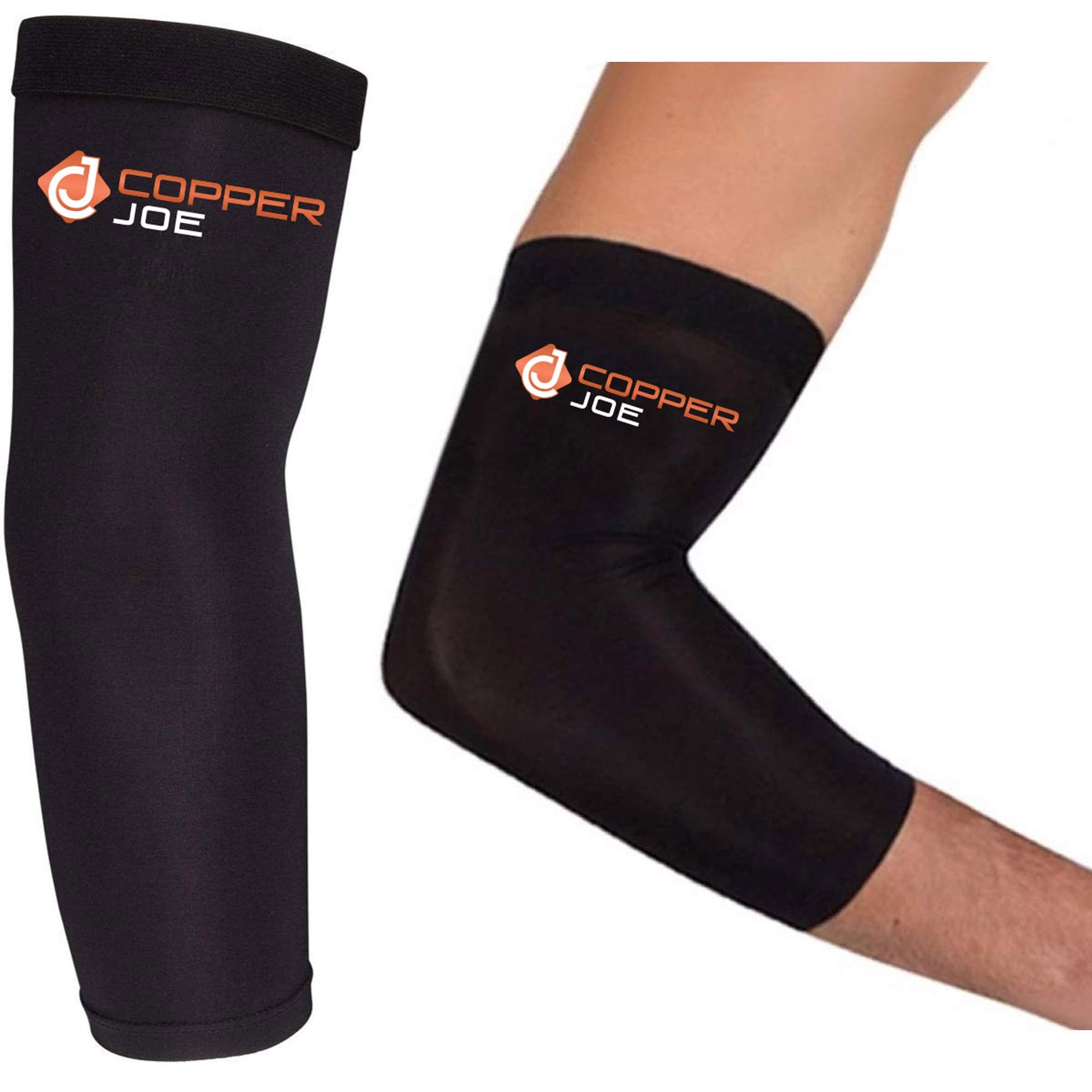 2 Pack Recovery Elbow Compression Sleeve - Ultimate Copper Relief Elbow Brace for Arthritis, Golfers or Tennis Elbow and Tendonitis. Elbow Support Arm Sleeves For Men and Women (Large)
