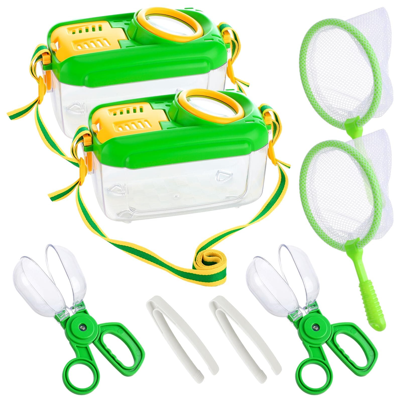 2Sets Bug Catcher for Kids - Sturdy Kids Bug Catching Kit Gifts with Collector Butterfly Net Tweezer, Bugs Habitat Outdoor Explorer Kit for Age 3 4 5 6 7 8, 8Pcs