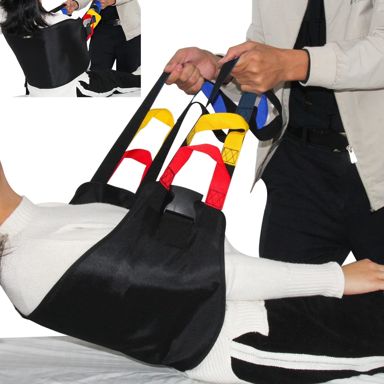 Multi-Handle Transfer Sling Lifting Seniors, Transfer Nursing Sling Lifting Disabled, Safer Transfer Boards, Advanced Transfer Belts Lifting Seniors, Gate Belt for Elderly(Black)