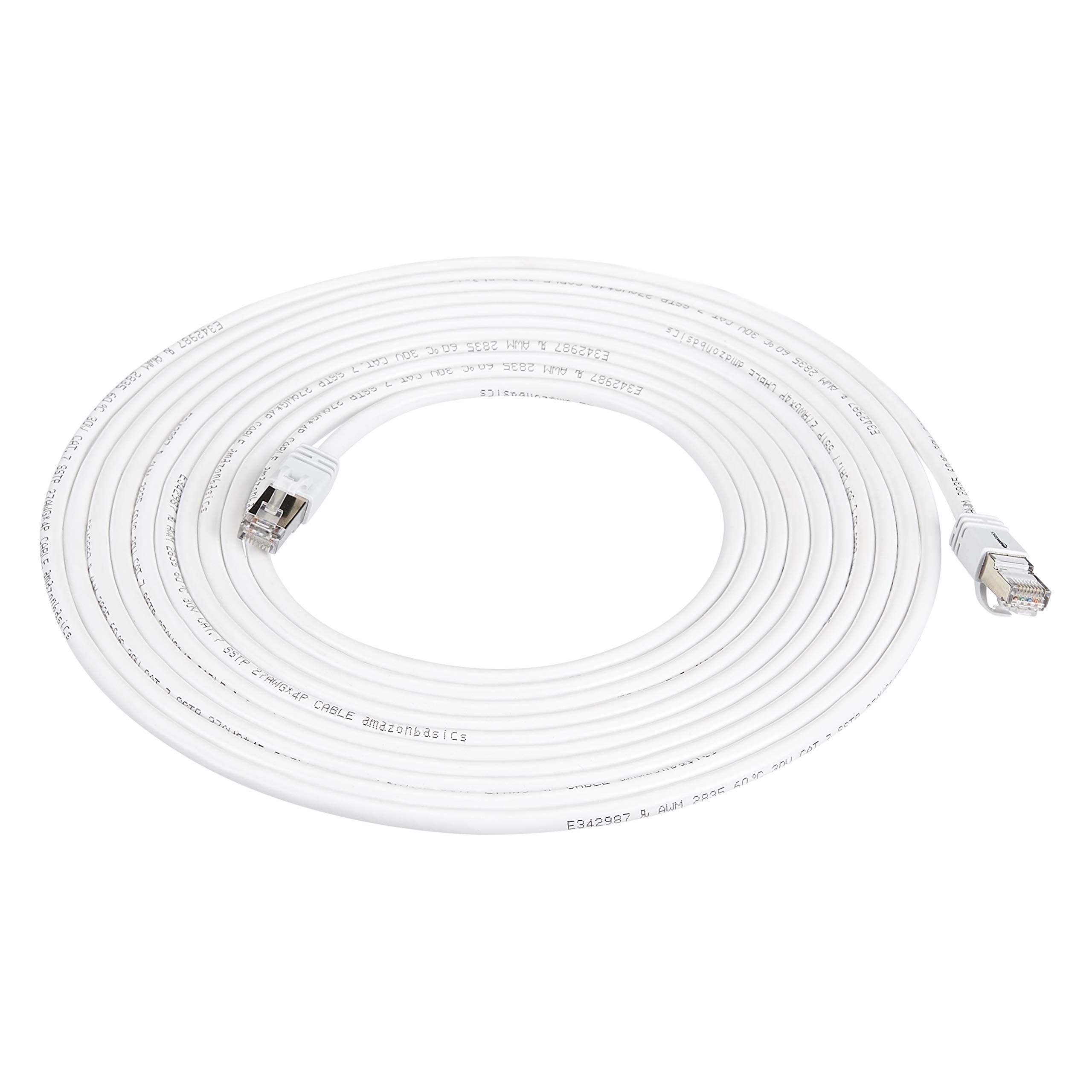 Amazon Basics RJ45 Cat 7 High-Speed Gigabit Ethernet Patch Internet Cable, 10Gbps, 600MHz - White, 20-Foot (6M)