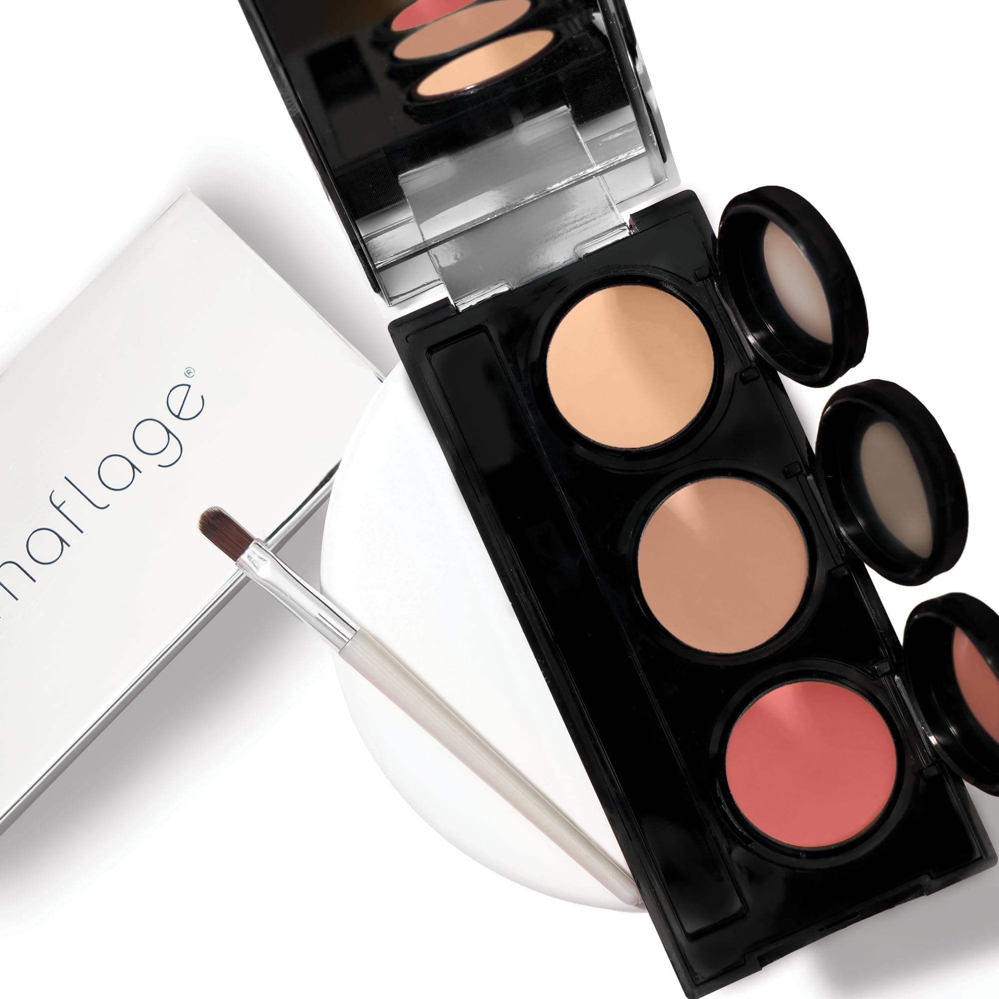 Tattoo Cover Up Makeup (Light) - Bruise Full Coverage Concealer - Full Coverage Waterproof Concealer for Bruise, Scars & Acne - Smudge Proof Makeup Palette with 3 Pro SFX Shades + Brush