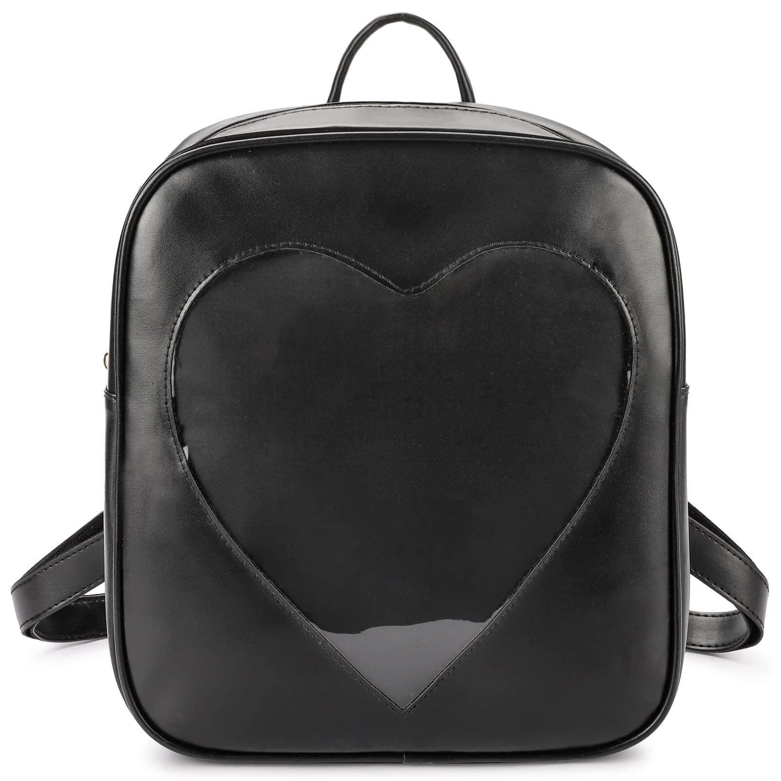STEAMEDBUNIta Bag Backpack Heart Shaped Black Pin Display Backpack with Insert