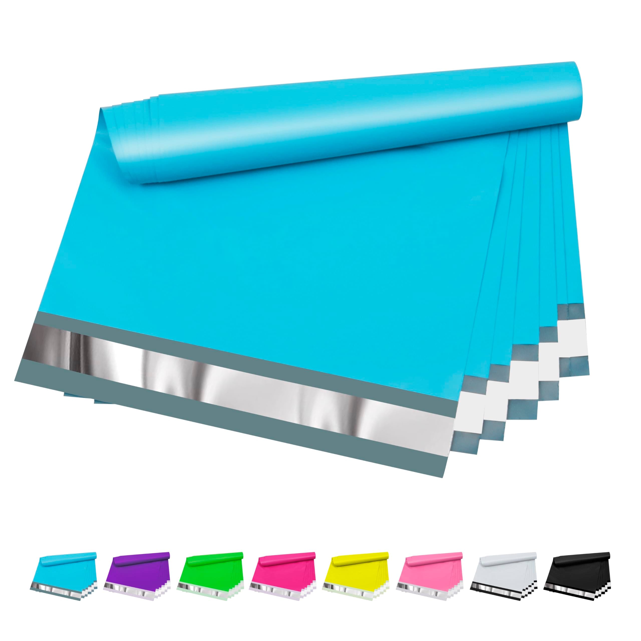 Poly Mailers 10x13 inch 100 Pcs, Blue Plastic Mailing Envelopes with 2.4mil Thickness, Waterproof and Tear-resistant Shipping Bags for Clothing, Tamper Proof Self-Seal Mailers Poly Bags
