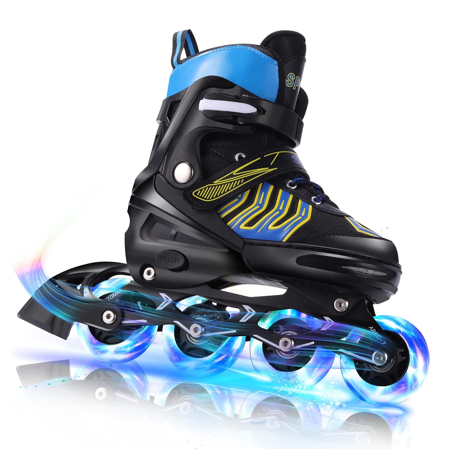 WeSkate Adjustable Inline Skates with 8 Light Up Wheels,Roller Blades for Boys Girls Outdoor and Indoor Use,Rollerblades for Beginner Children Toddlers with ABEC-7