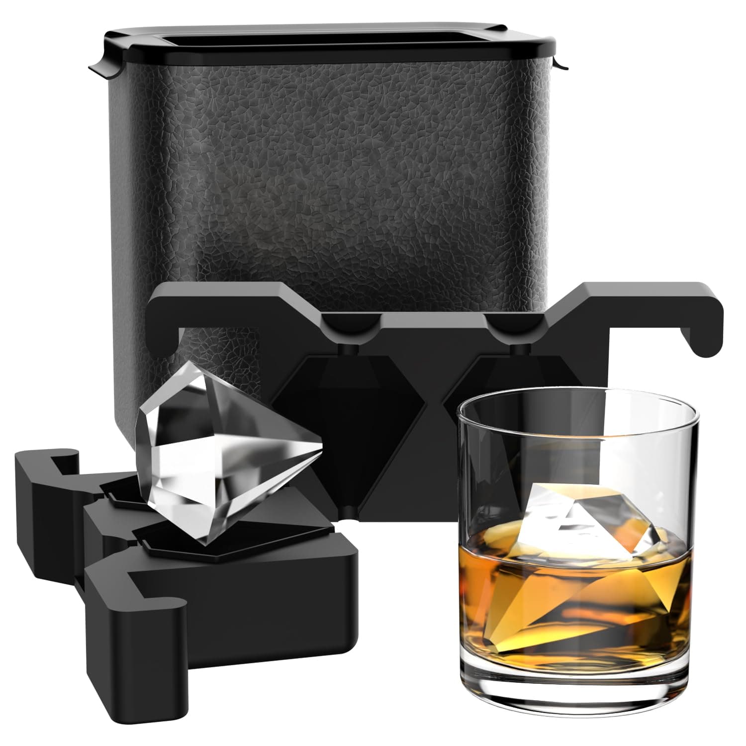 Clear Diamond Ice Cube Tray: Crystal Clear Ice Maker - Large Diamond Shape Ice Cube Maker for Whiskey Cocktails Bourbon