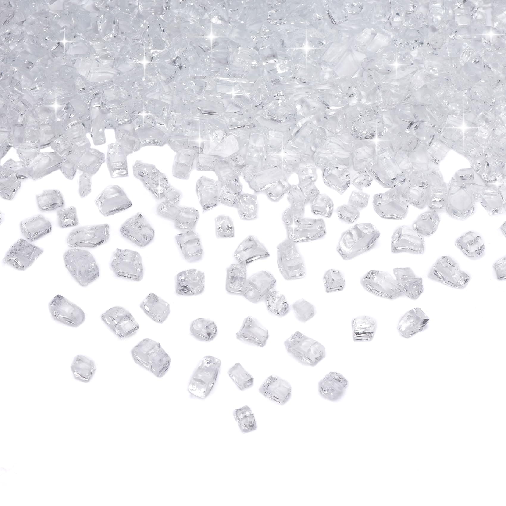 High Luster 10-Pound Regular Fire Glass for Fire Pit Fireplace Garden Landscaping Platinum 1/4" Size