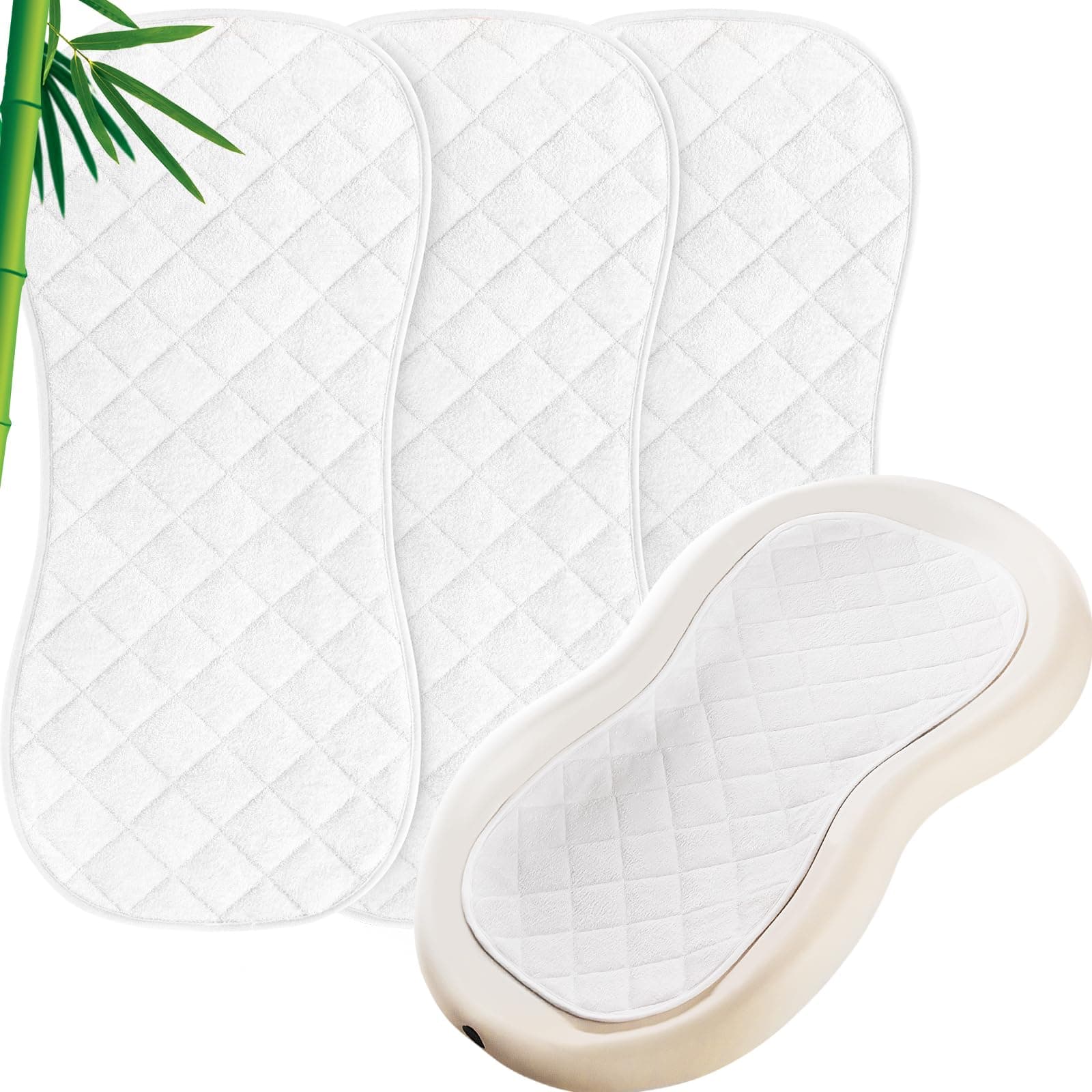 Moonsea Quilted Thicker Changing Pad Liner 3 Pack Waterproof, Fit for Changing Table Liners are Warm On a Baby's Back Non-Slip Design Reusable Pads Machine Washable, White