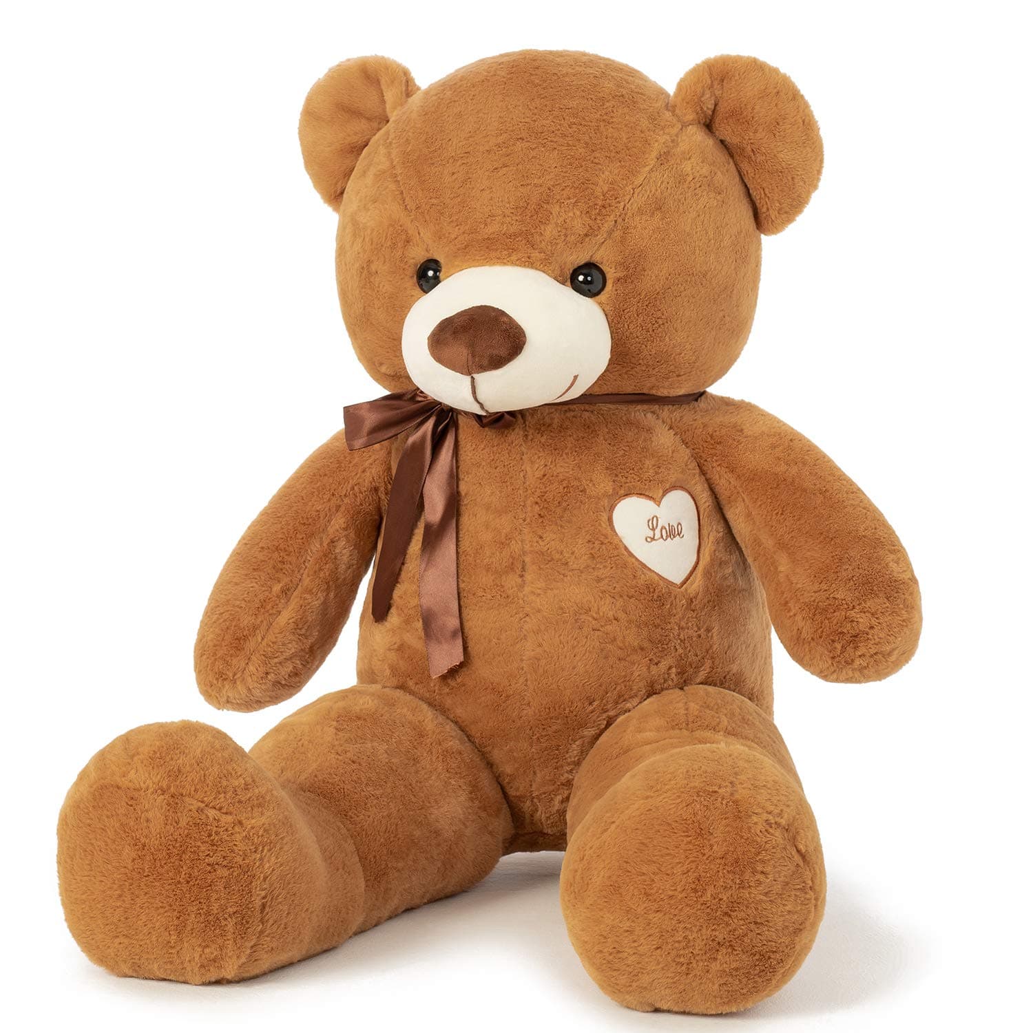 Giant Teddy Bear Big Teddy Bear Large Stuffed Animal Toy Plush Teddy Doll With Love Heart and Ribbon (31.5 Inches/80cm, Brown)