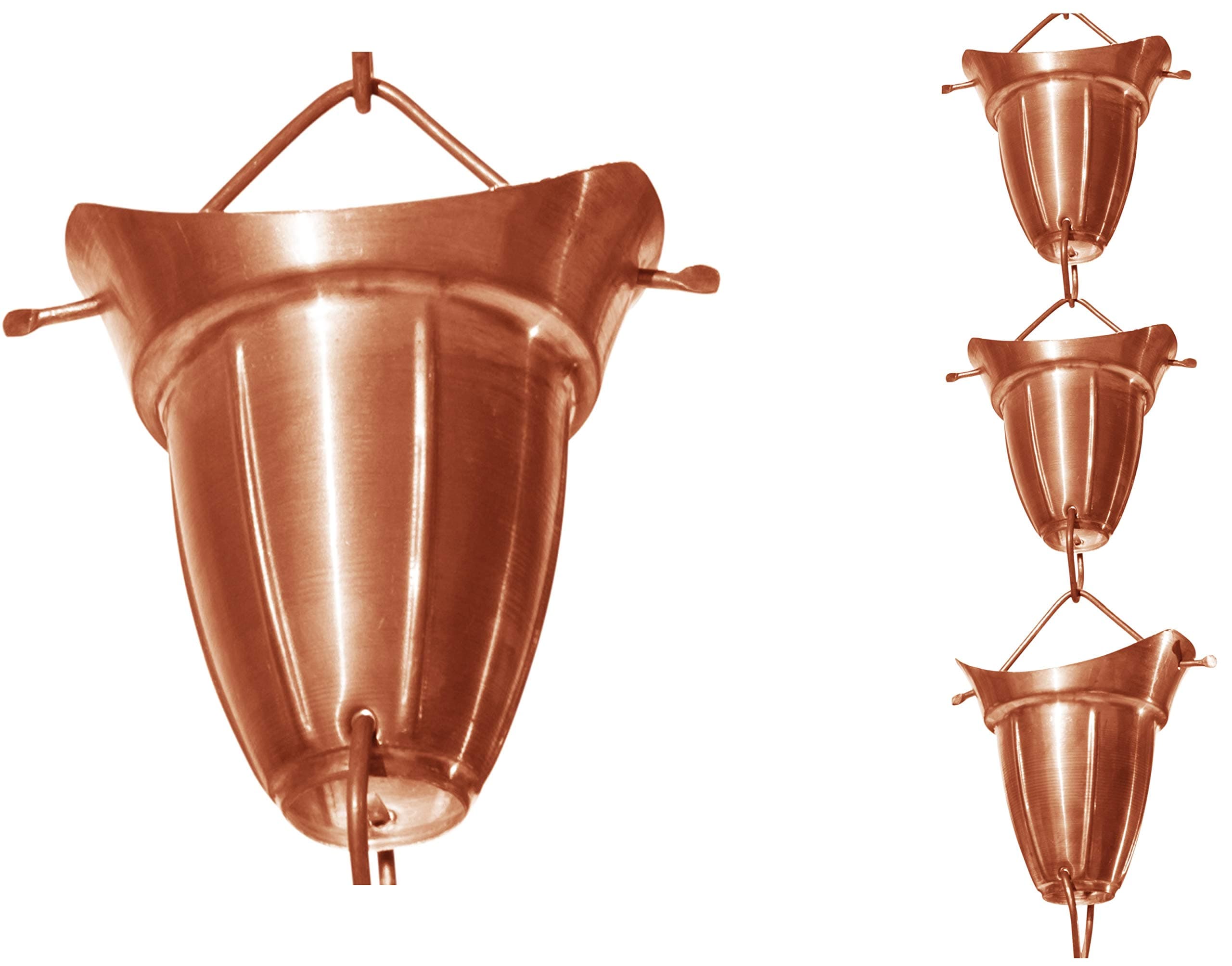 Monarch Pure Copper Bell Cup Rain Chain, 8-1/2-Feet Length