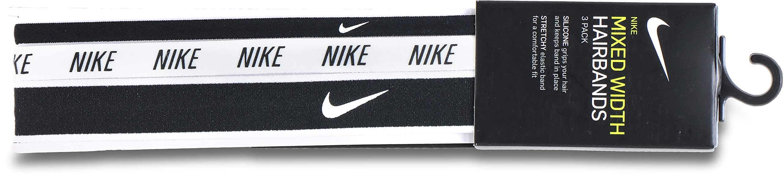 NIKE HEADBANDS MIXED WIDTH ( 3 PACK ) - BLACK / WHITE