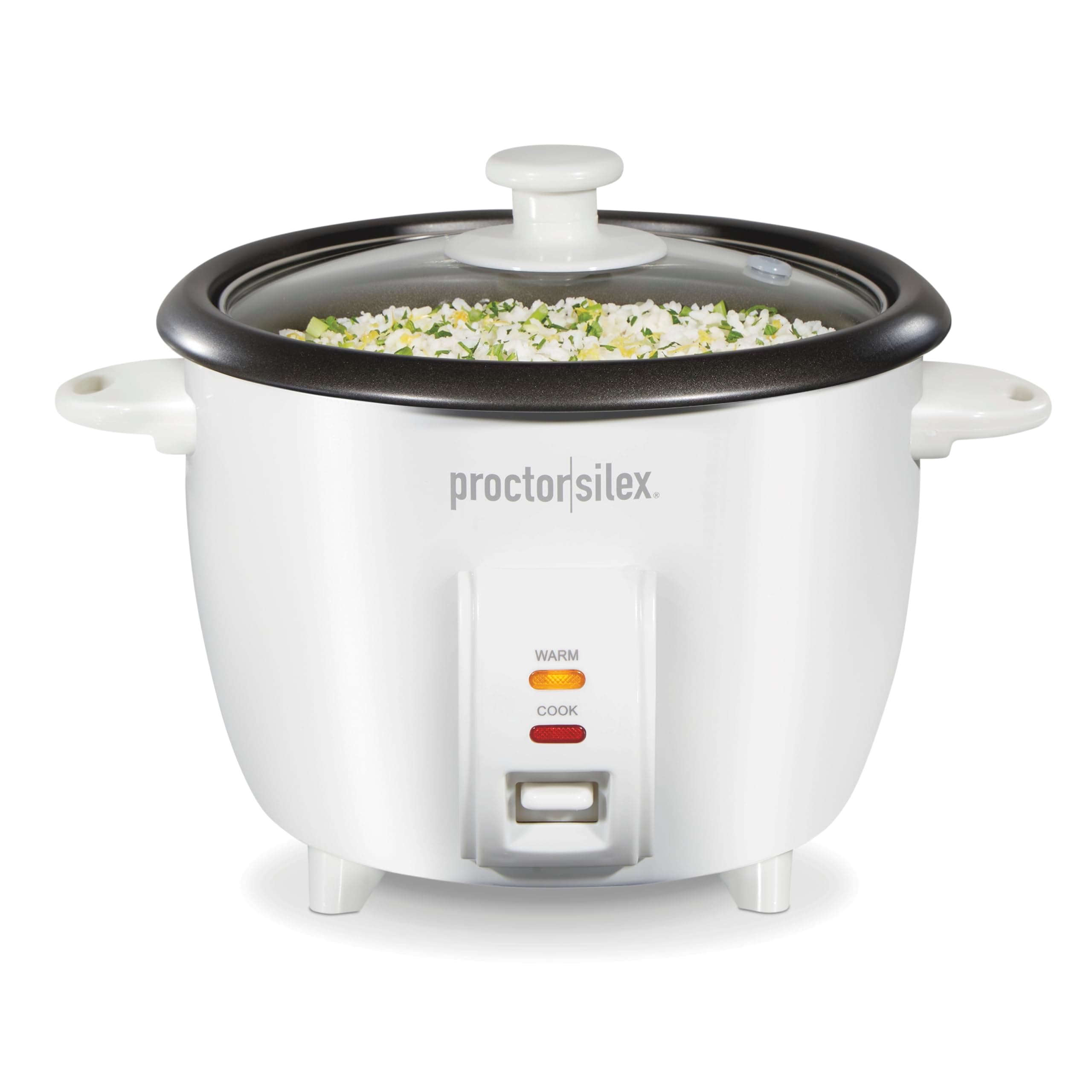 Rice Cooker & Food Steamer, 10 Cups Cooked (5 Cups Uncooked), Includes Steam and Rinsing Basket, White (37533G)