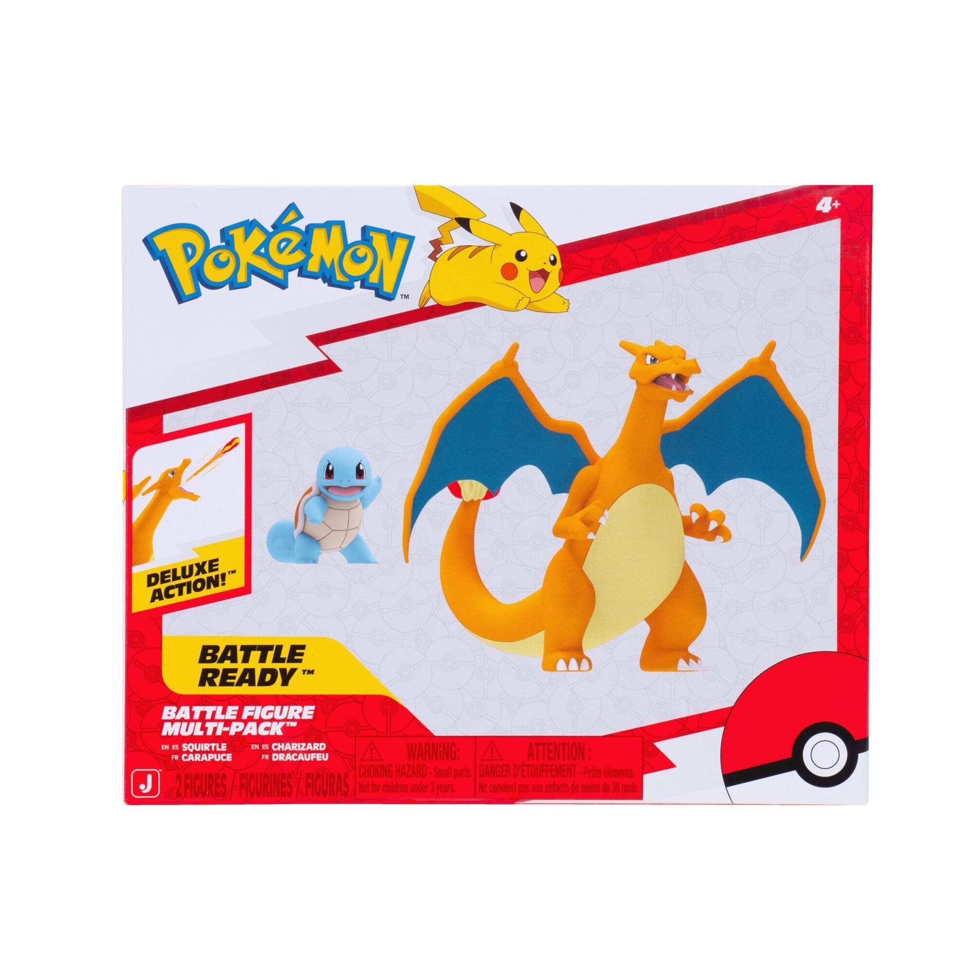 Pokemon Fire and Water Battle Pack - Includes 4.5 Inch Flame Action Charizard and 2" Squirtle Action Figures - Amazon Exclsuive