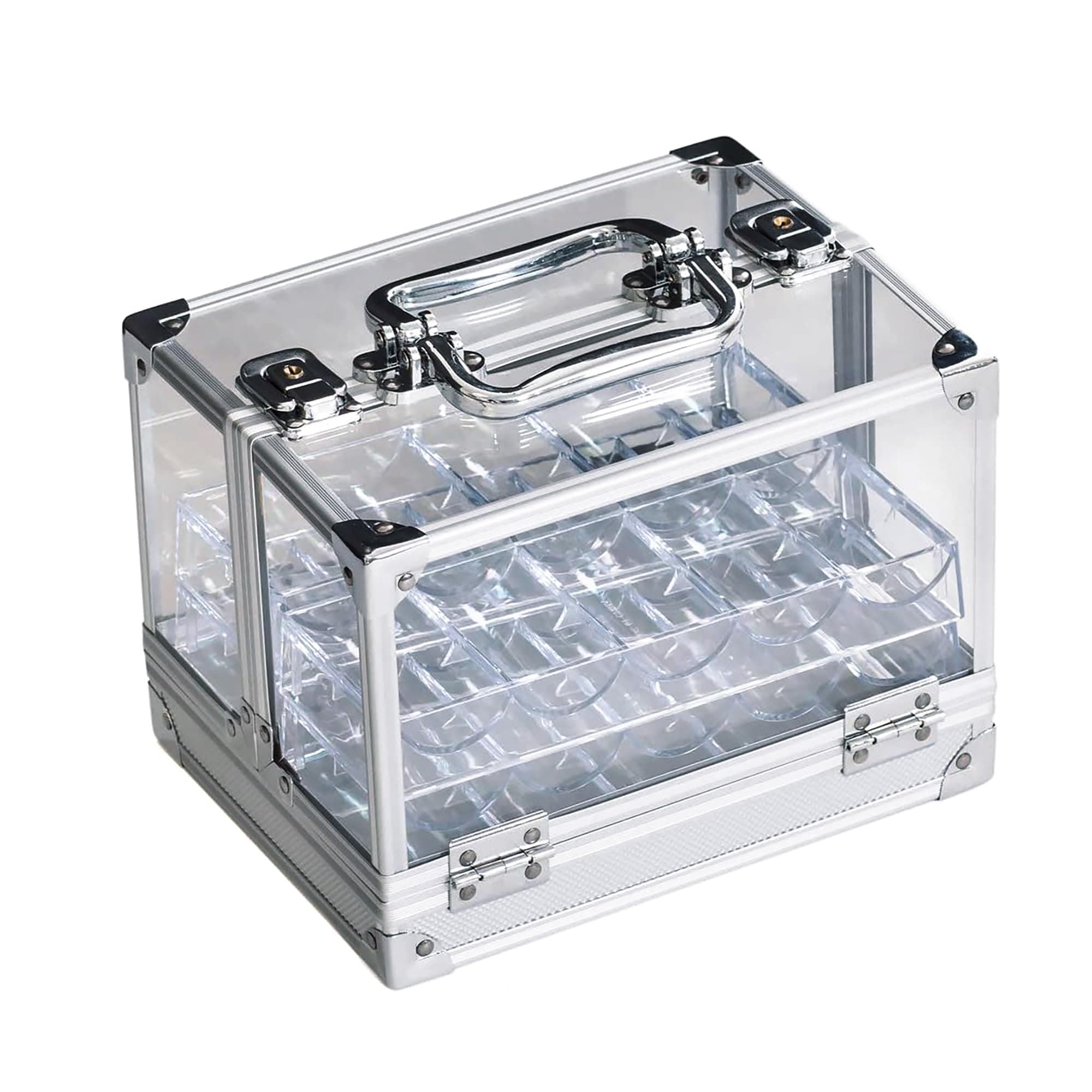 Poker Chip Case, 600pcs/1,000pcs Acrylic Poker Chip Case | Casino Acrylic Poker Chips Carrier with Poker Chip Trays