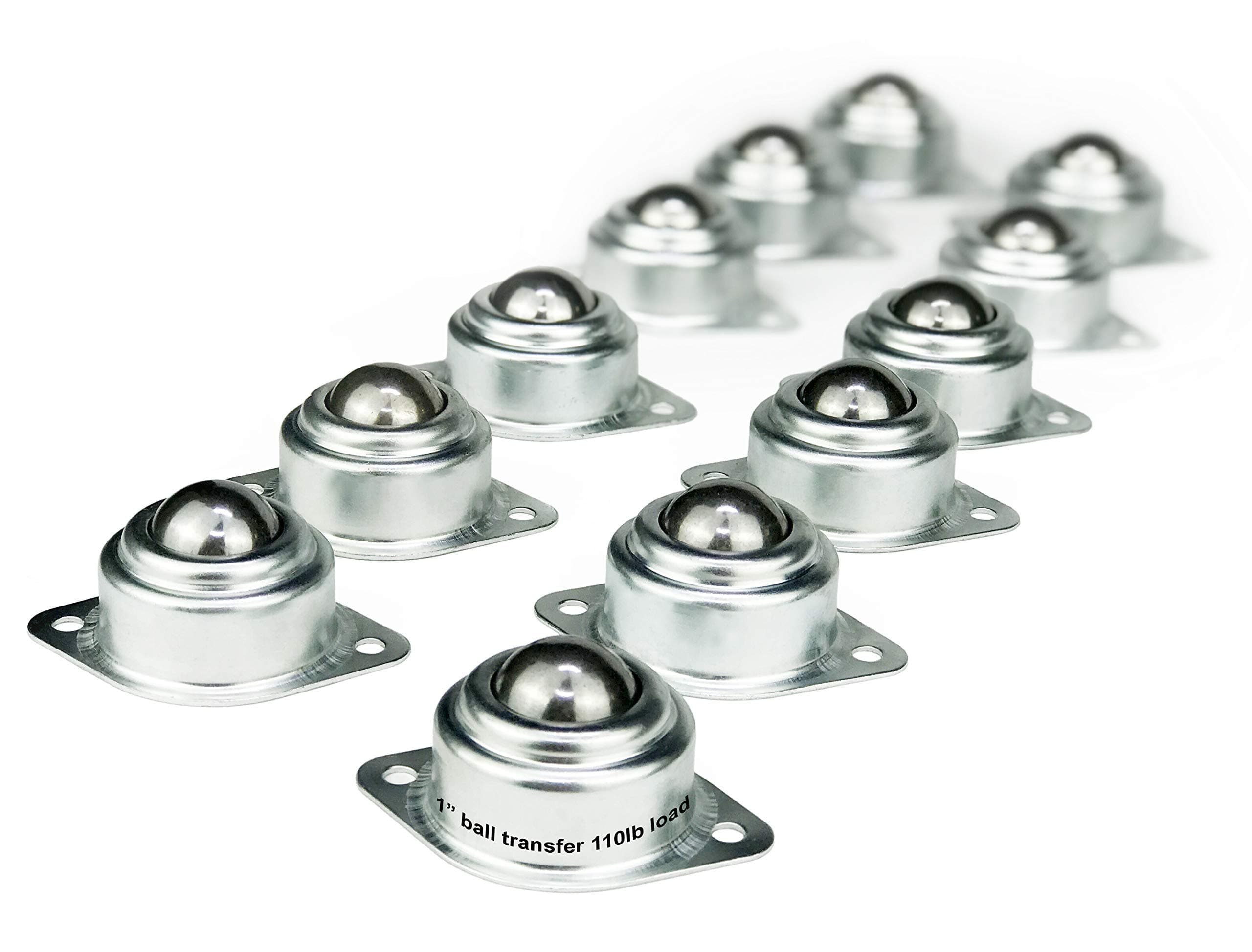 1" Roller Ball Transfer Bearings, 1,320 Lbs Total Load-Bearing Capacity (Set of 12)