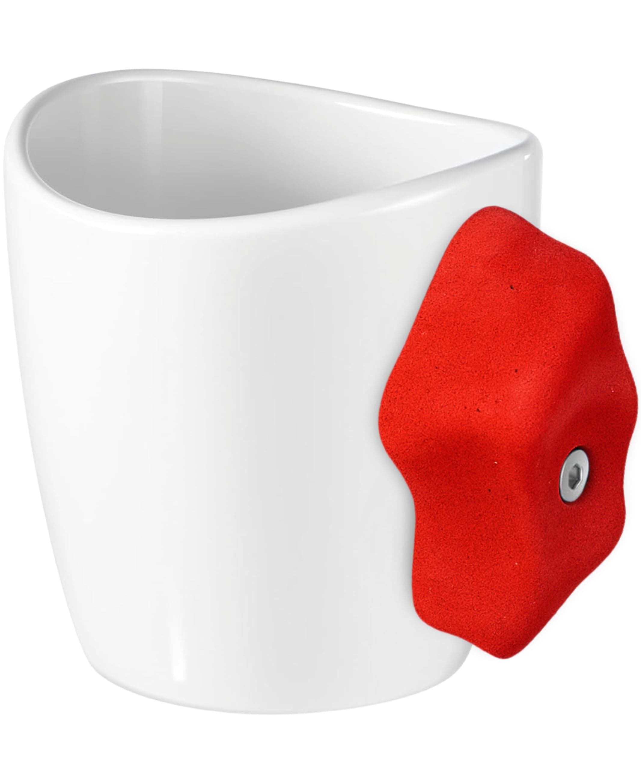Dubbs Hardware Rock Climbing Mug â Train your grip while having a cup of coffee. Ceramic and with real climbing holds, popular Rock Climbing Gifts - Red