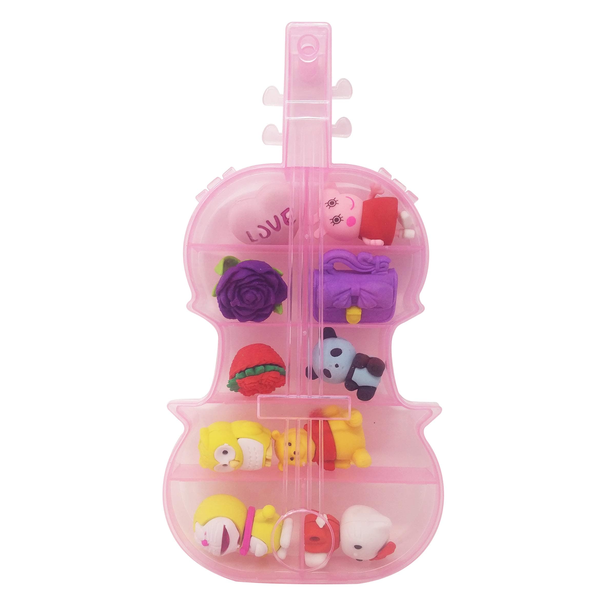 PARTEET Non-Toxic Materials Stacking Pen Type Guitar Box Erasers, Clear, 1 Piece