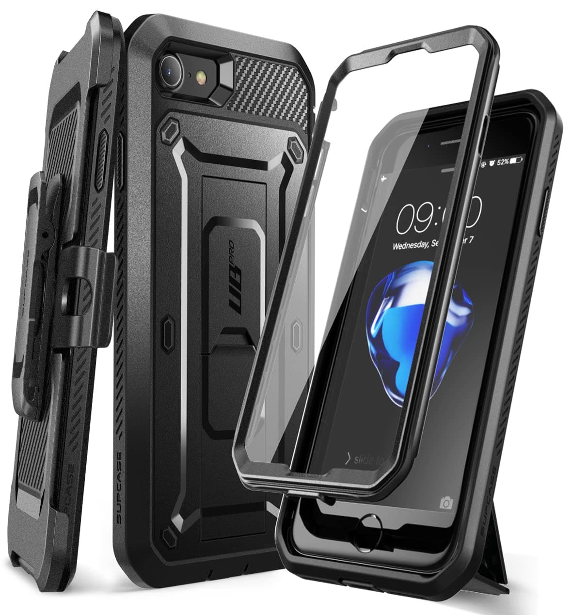 for iPhone SE 3rd Generation / iPhone SE 2nd Generation / iPhone 7/ iPhone 8 Case (Unicorn Beetle Pro), with Screen Protector & Stand & Holster Rugged Phone Case for Apple iPhone SE, Black