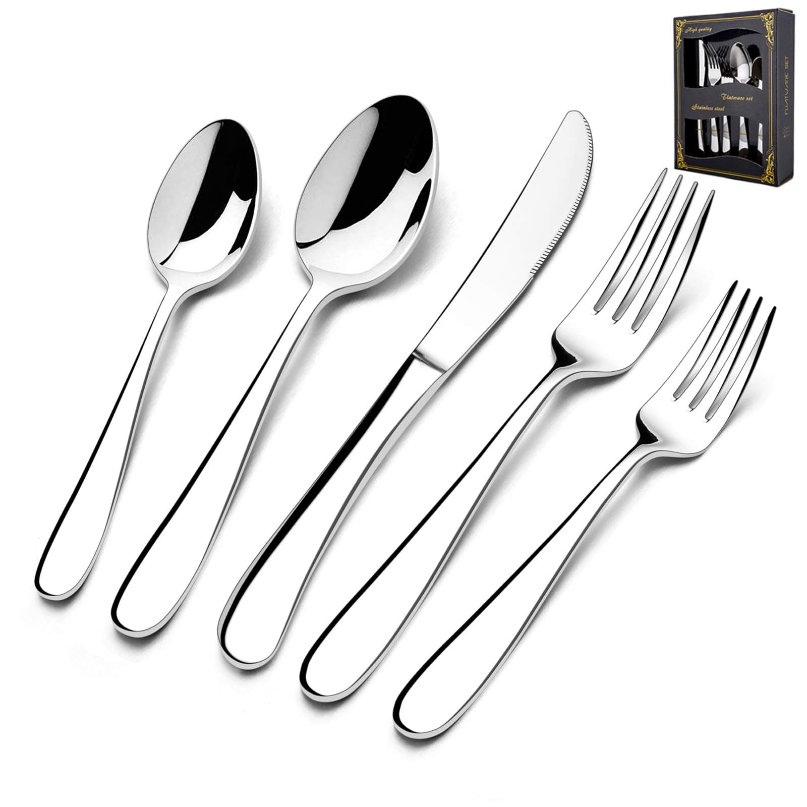 HaWare Silverware Set for 4, 20-Piece Heavy Duty Stainless Steel Flatware Utensils, Food Grade Cutlery Set Including Knife Fork and Spoon, Modern Tableware for Home and Restaurant, Dishwasher Safe