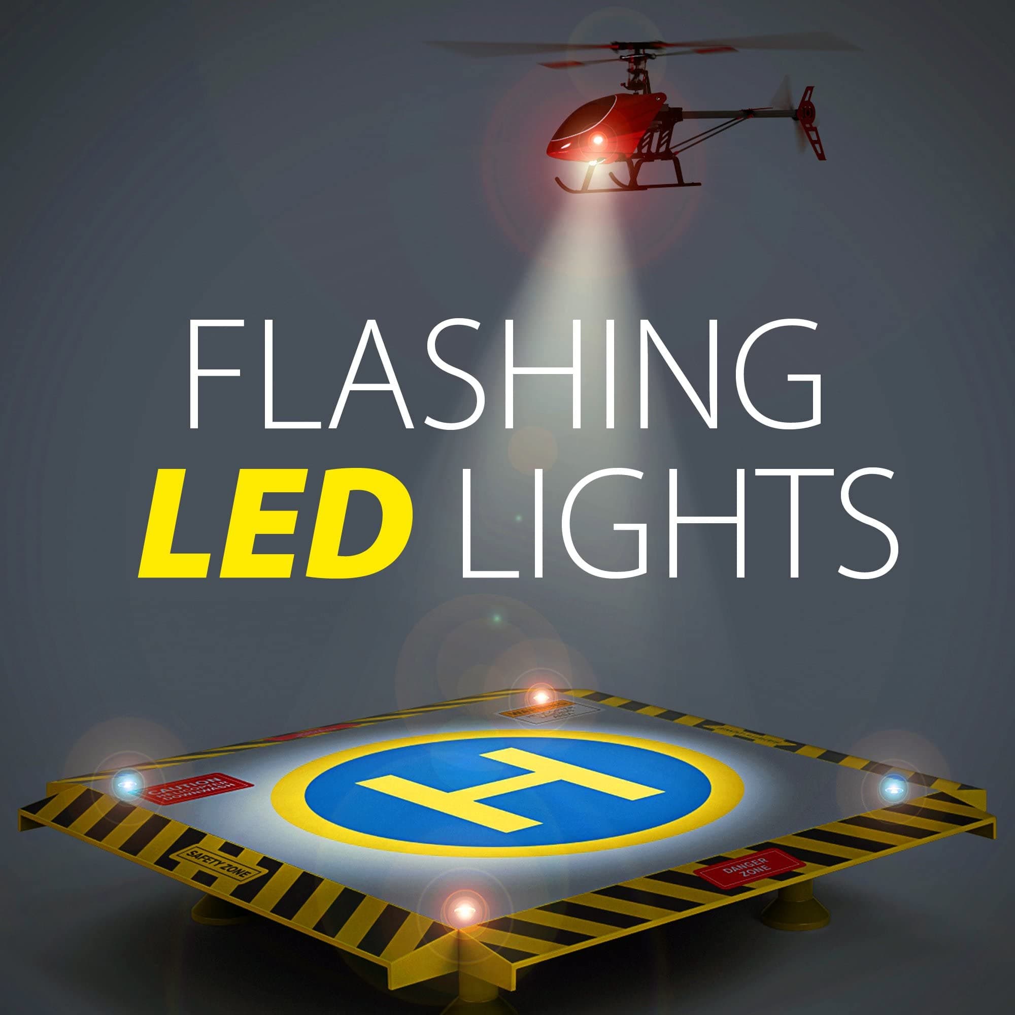 Remote Control Helicopter Landing Pad - Complete Edition - Flashing LED Lights Installed - Suitable for RC Helicopters, Quadcopters, Drones, Syma Helicopters