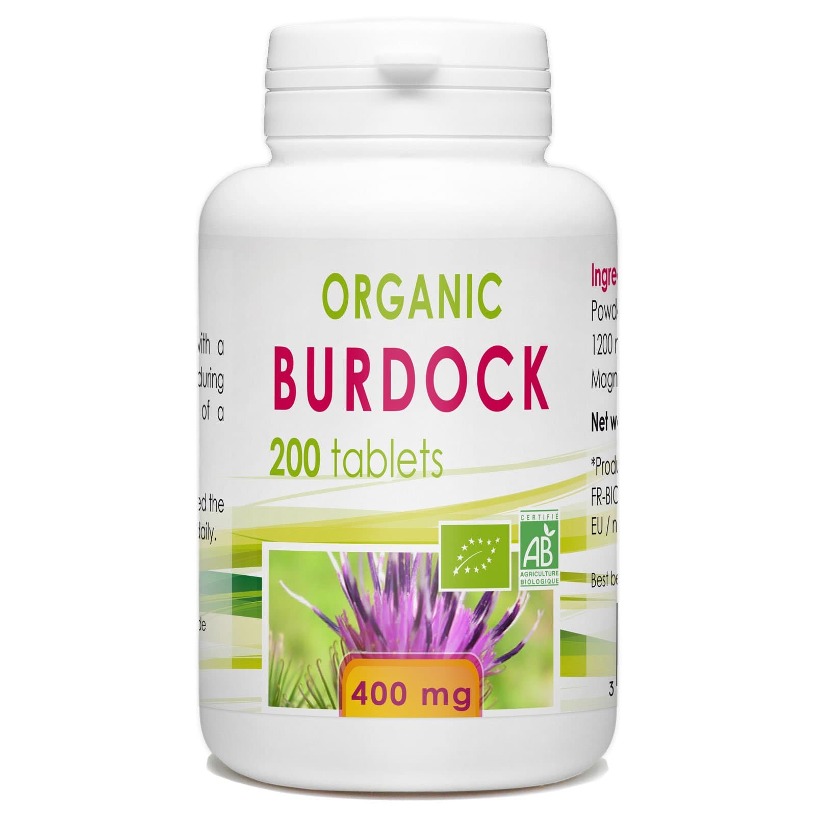Organic Burdock 400mg - 200 tablets