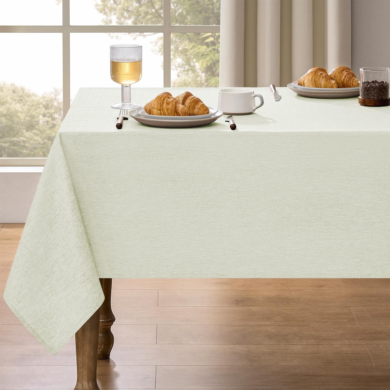 Decorelia Extra Long Rectangle Linen Farmhouse Tablecloth for 10ft Table,Dirty-repel Easy to Clean Banquet Burlap Tablecloths for Dining& Kitchen Table(Oblong, 60 x 144 Inch (12-14 Seats), Light Grey)
