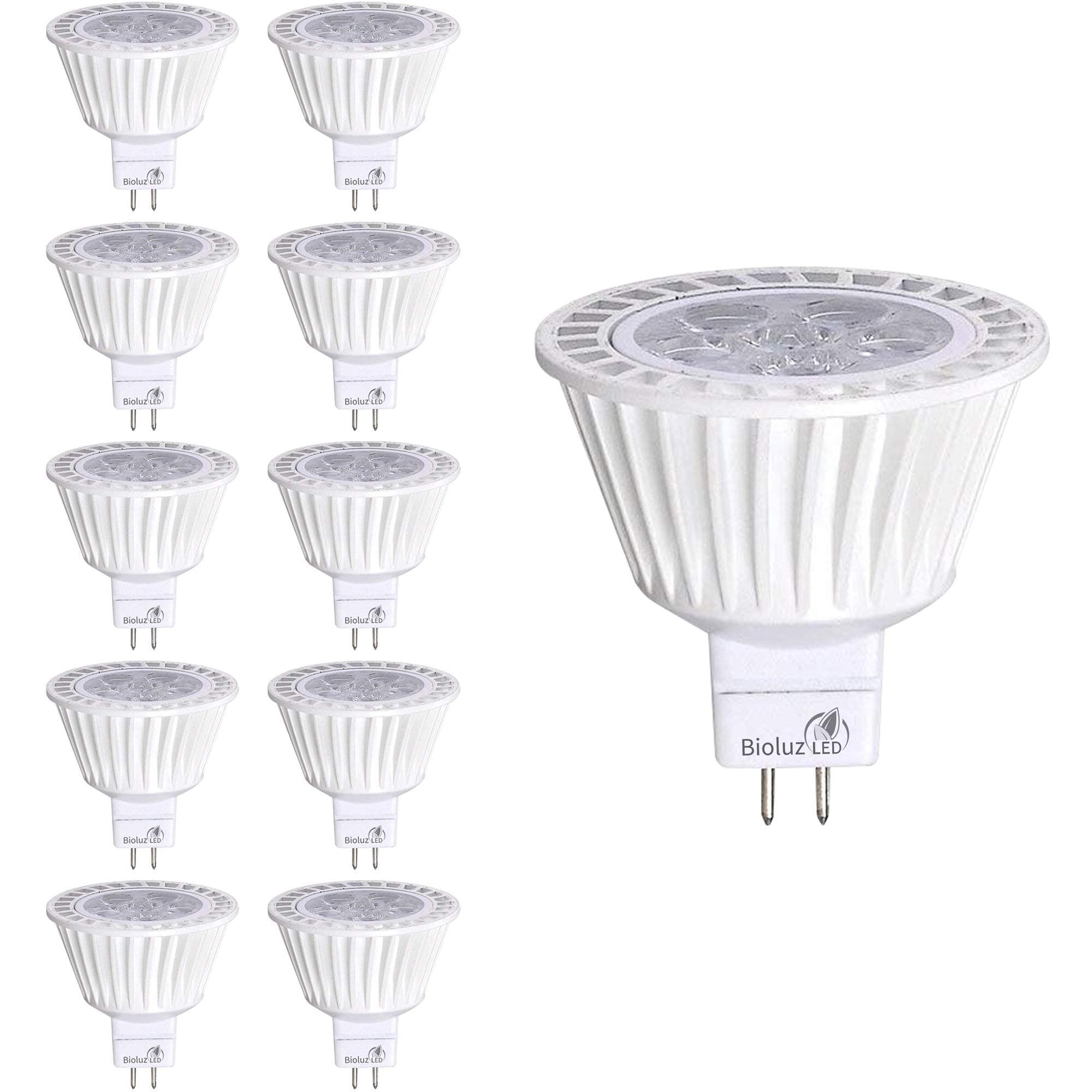 Bioluz LED 10 Pack MR16 LED Bulb Dimmable 50W Halogen Replacement 3000K 7w 12V AC DC UL Listed High CRI