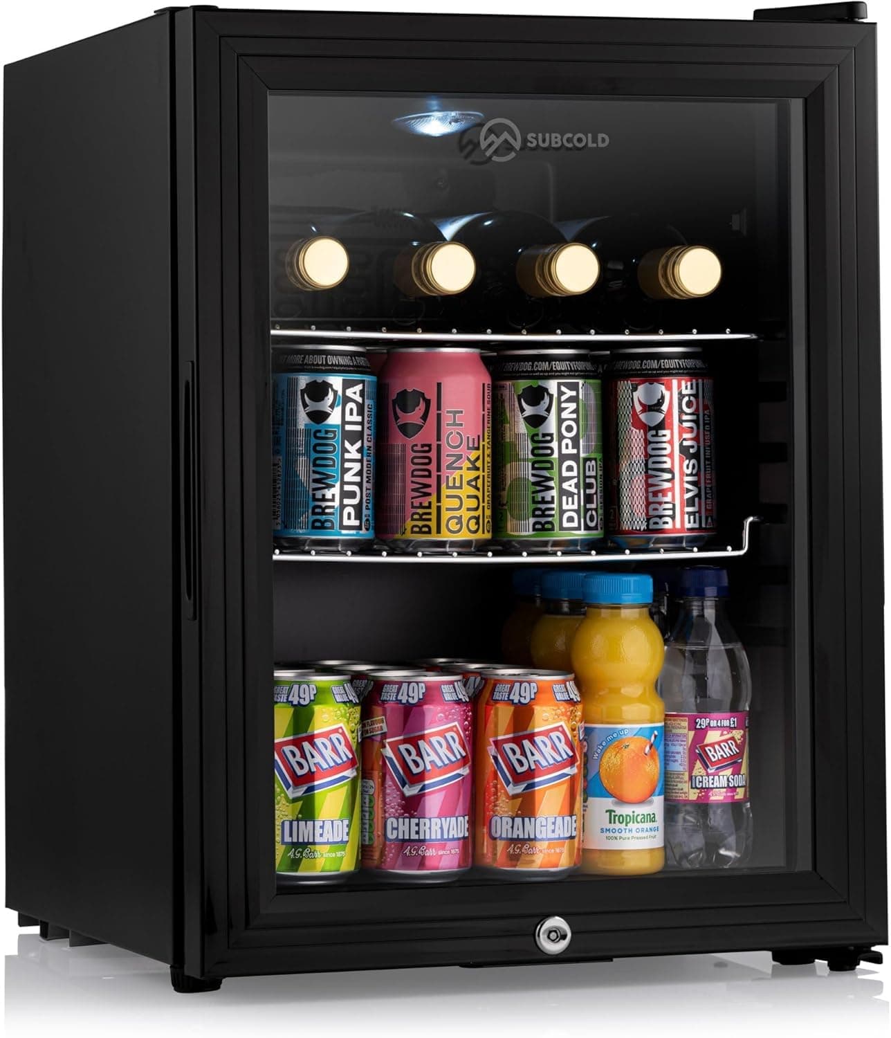 – Super35 LED Mini Fridge | 35L Table-Top Beer, Wine & Drinks Fridge | Energy Efficient with Dual-Glazed Glass Door - Black