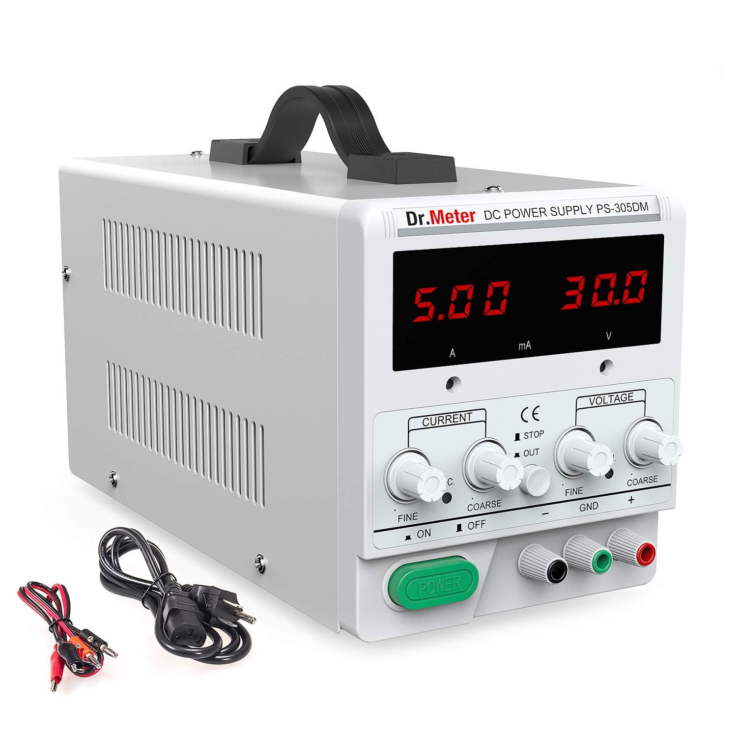 30V/5A DC Bench Power Supply Single-Output 110V/220V Switchable with Alligator Clip Included, US 3-Prong Cable,PS305DM