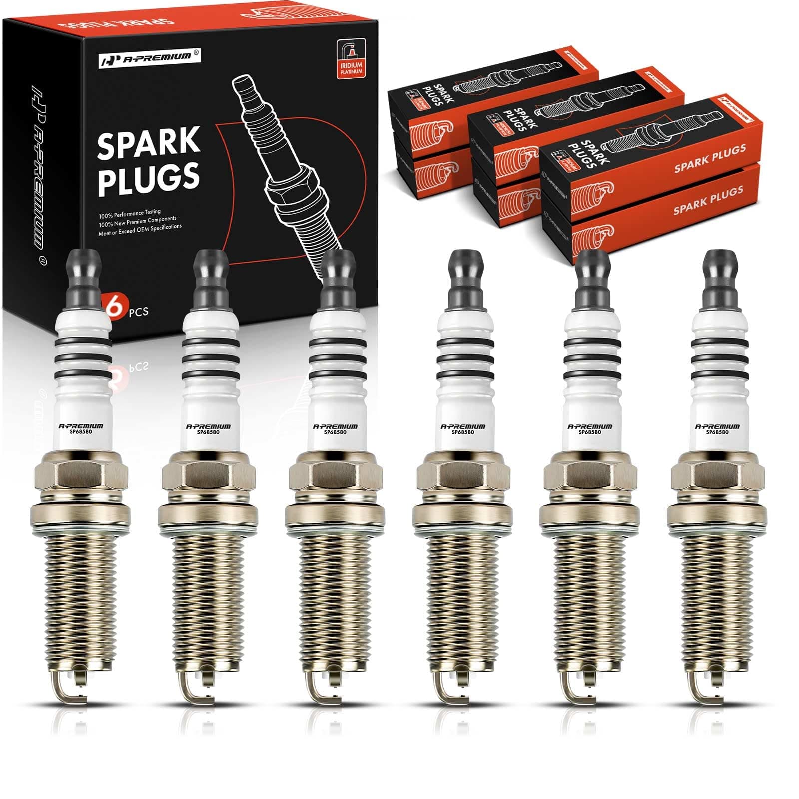 A-Premium Double Iridium Spark Plug Compatible with Lexus IS250 2006-2015, IS300 2016-2017, IS350 2006-2017, GS300 2006, GS350 2007-2011 2013-2015, GS450h 2007-2011, RC300 2016-2017, RC350, Pack of 6