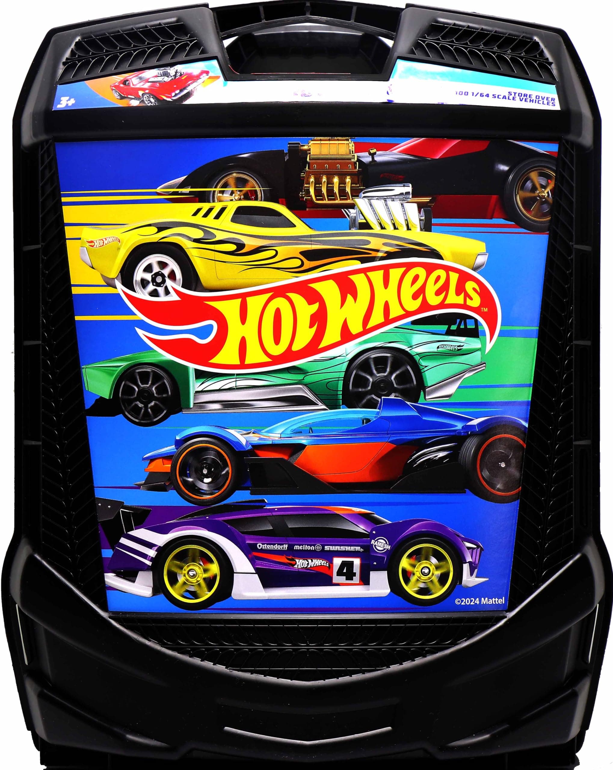 Hot Wheels 100-Car Storage Case – Large Capacity Organizer for 1:64 Die-Cast Vehicles with Handle and Latch, Durable Portable Carrying Case for Kids, Travel, and Toy Car Collectors